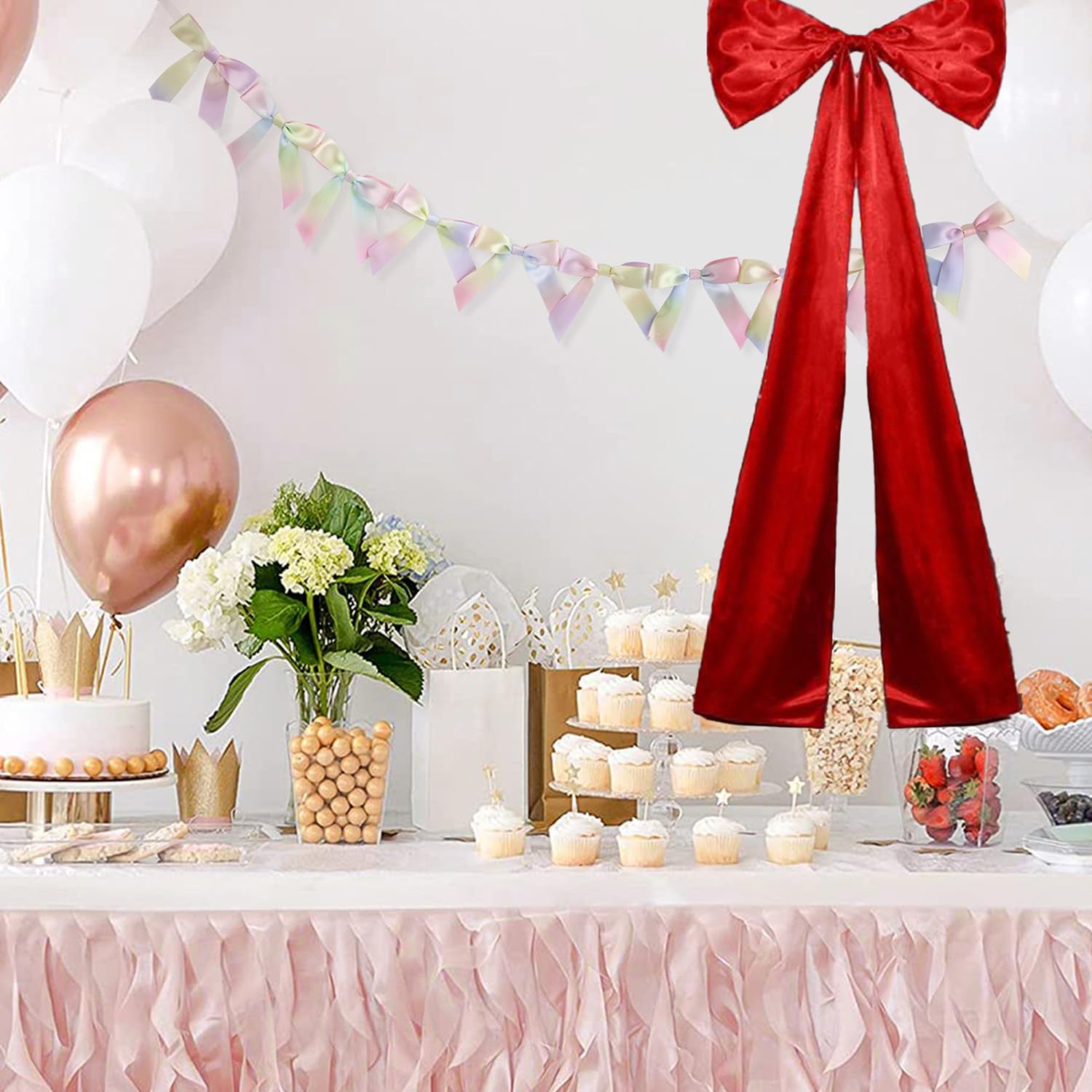 Lazo grande para árbol de Navidad, lazo de satén extra grande con cola larga, enormes lazos de boda, lazos decorativos para árbol de Navidad, 30 x 60 cm, blanco, 4 unidades