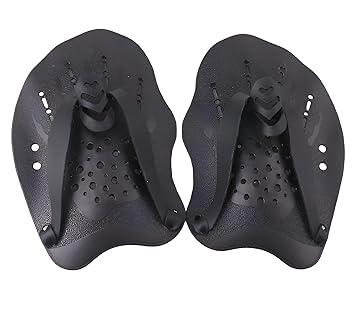 Morex Swim Hand Paddles Swimming Training Paddles with Adjustable Straps Swimming Fins Hand Paddles Gloves for Swim Training Water Resistance (Black, L-Adult)
