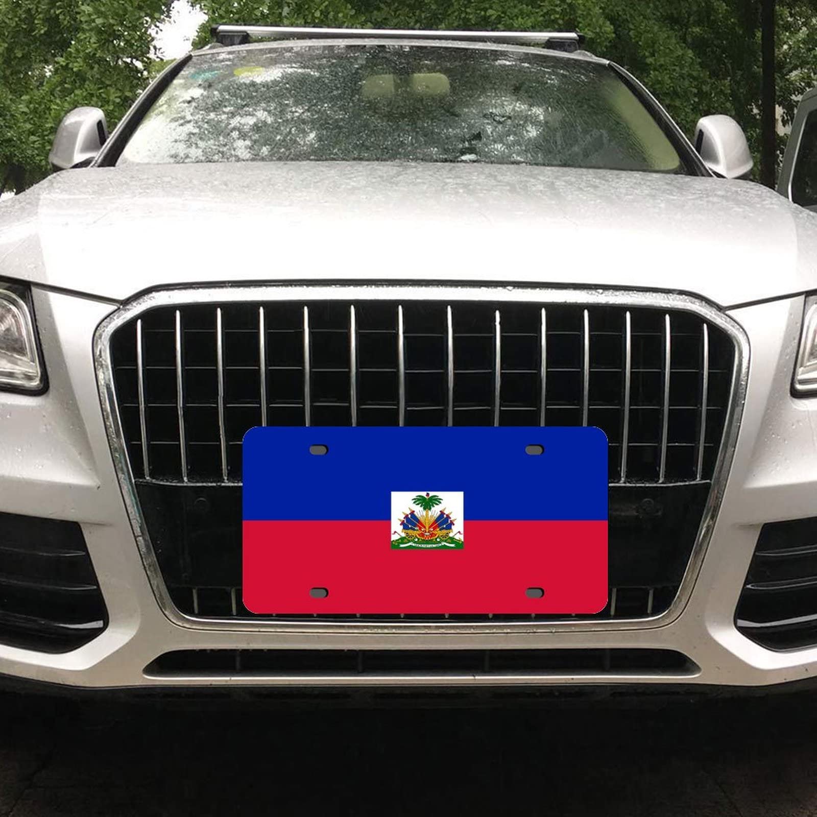 USA & Haiti Flag License Plate – 6x12 Inch Aluminum Plate – 4 Hole Mount For Car, Wall, Garage Decor