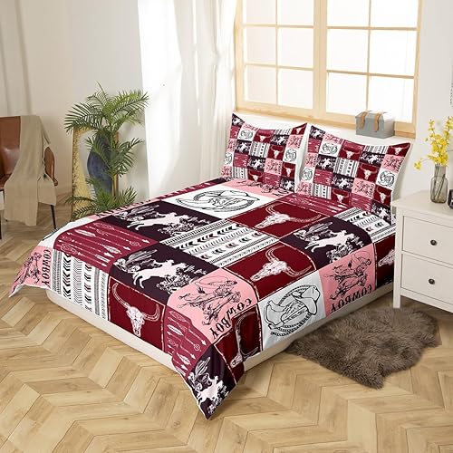 Miniatura 2 de Manfei Juego de funda de edredón de vaquero, tamaño matrimonial, funda de edredón con 2 fundas de almohada, funda de edredón con 2 fundas de