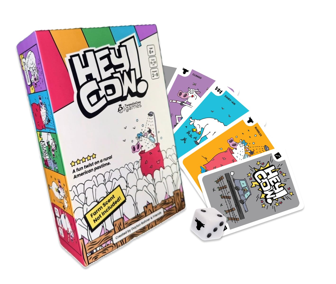 Tweedle Dee Games New! Hey Cow! Family Card Game Fun for All Ages 6+, Easy to Learn Strategy Party Game for 2-8 Players, Perfect for Family Game Night