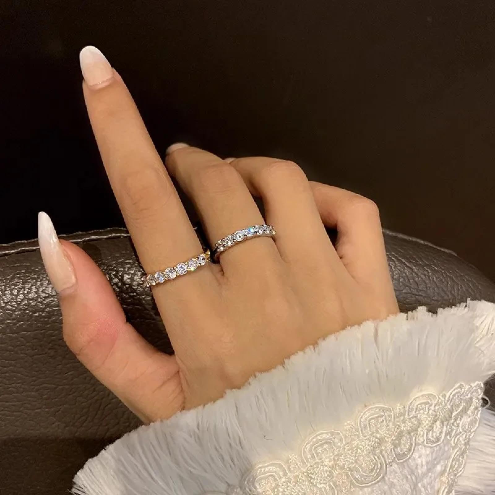 Ring Ringe Damen Bijouterie Herren Schlichter Einreihiger Zirkonring Für Frauen, Trendiges Nischendesign, Mehrlagiger Schwanzring, Modischer, Personalisierter Paarschmuck