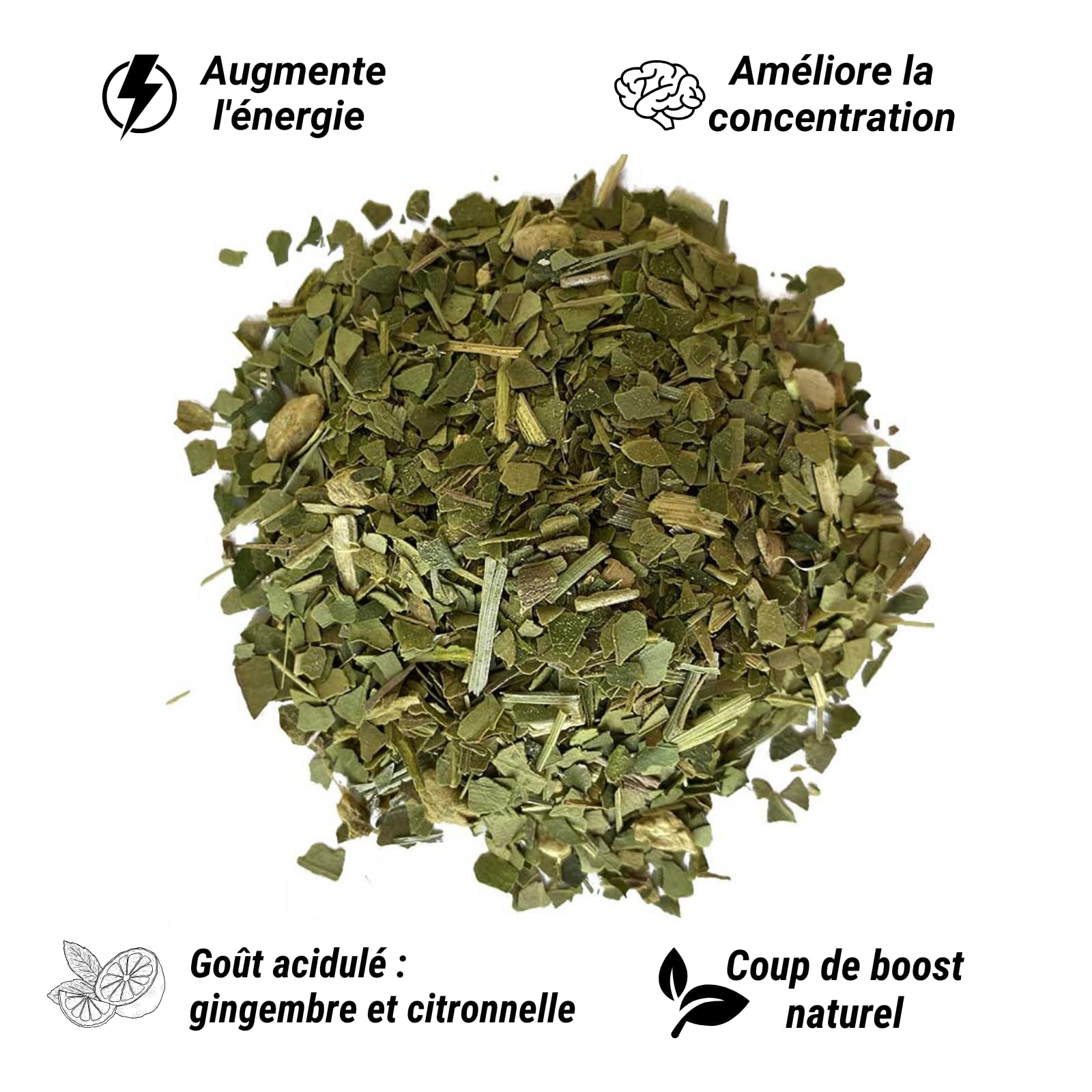FRATÉ MATÉ Gingembre Bio 1KG | Yerba Maté Vert en Feuilles Sans Amertume | Maté Énergisant Naturel Citronnelle & Gingembre | Riche en Vitamines & Antioxydants | Conditionné en France (1kg)