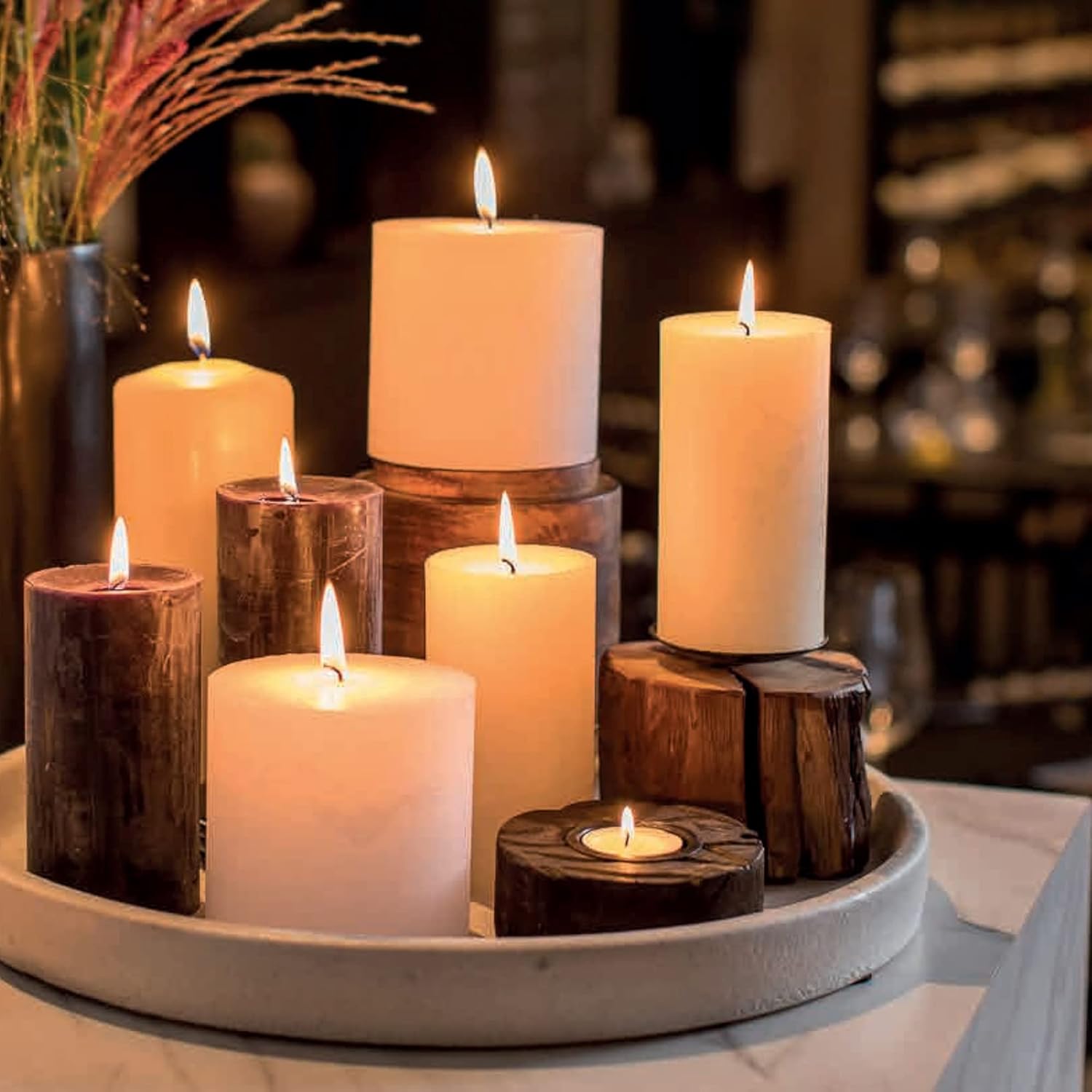 SPAAS Rustic Purple Pillar Candles - 2.7" X 3" Decorative Candles Set of 4 - Clean Burning and Dripless Unscented Rustic Pillar Candles for Home Decorations, Wedding Decor, Party, Spa Restaurant : Home & Kitchen