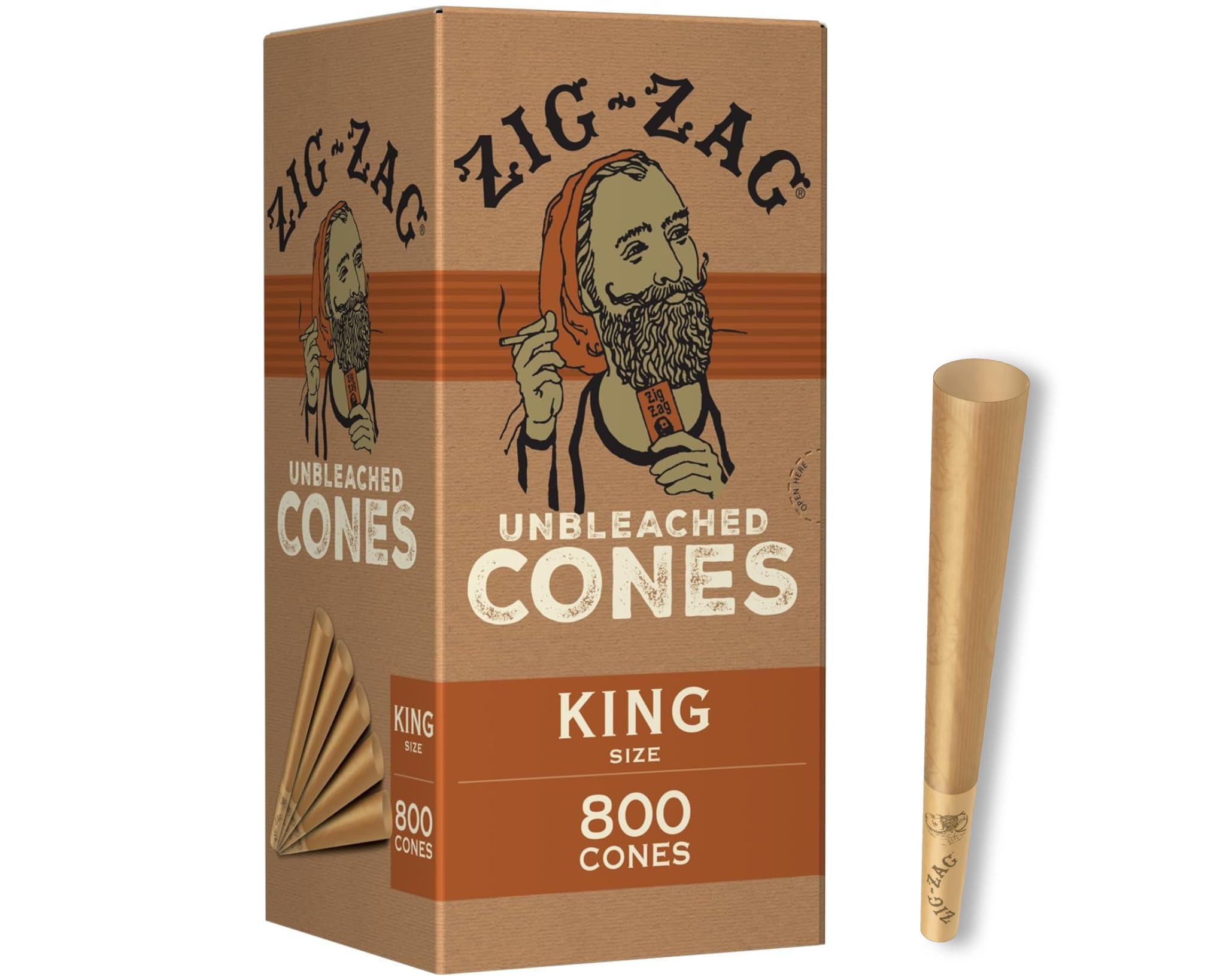 Pre Rolled Cones King Size Unbleached (800-Pack) - Slow Burning Pre Rolled Cones with Tips & Packing Tubes Included - Bulk Pack