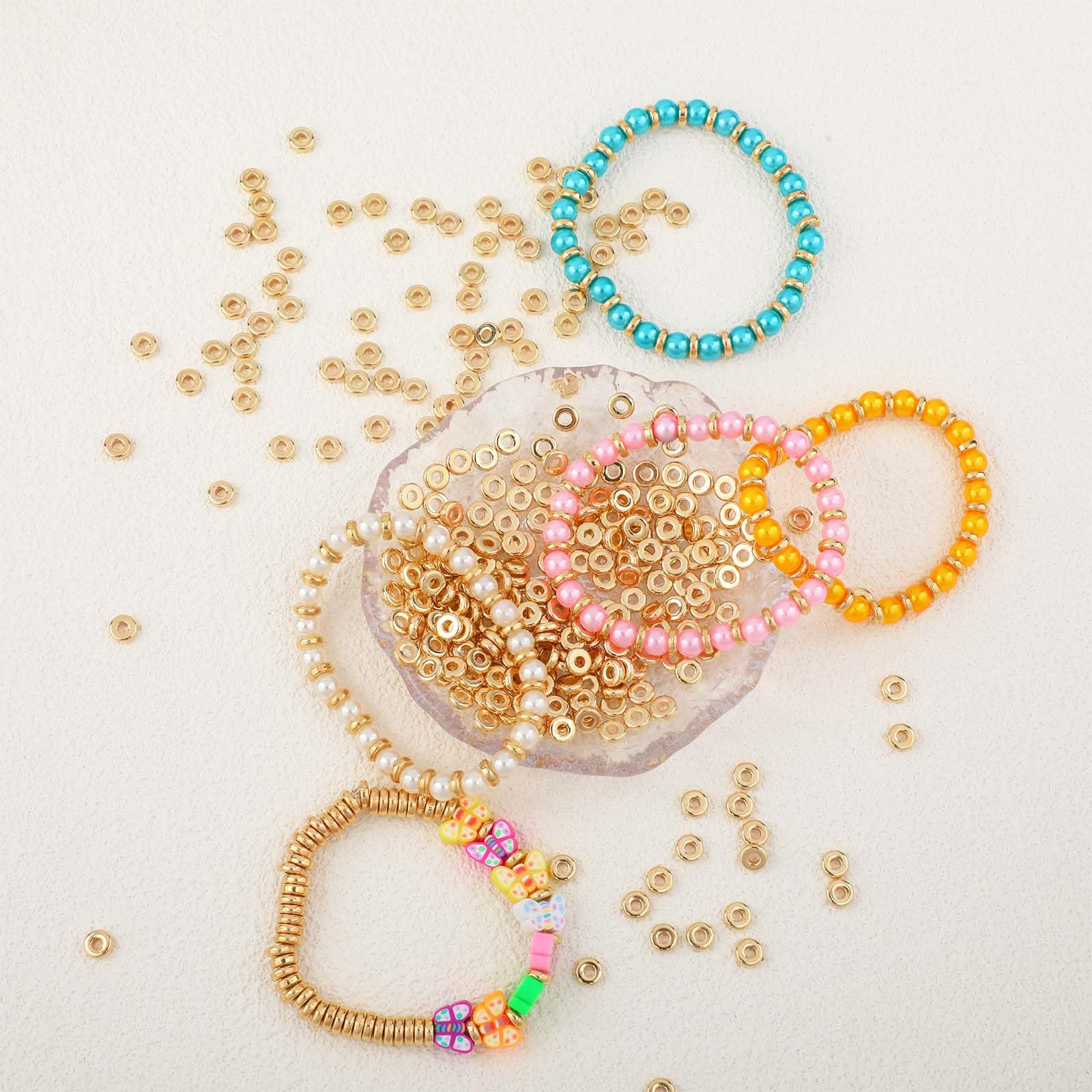 Unique Bargains Lot De 500 Perles Rondes 4mm Pour Fabrication De Bijoux Perles D Espacement Or Rose