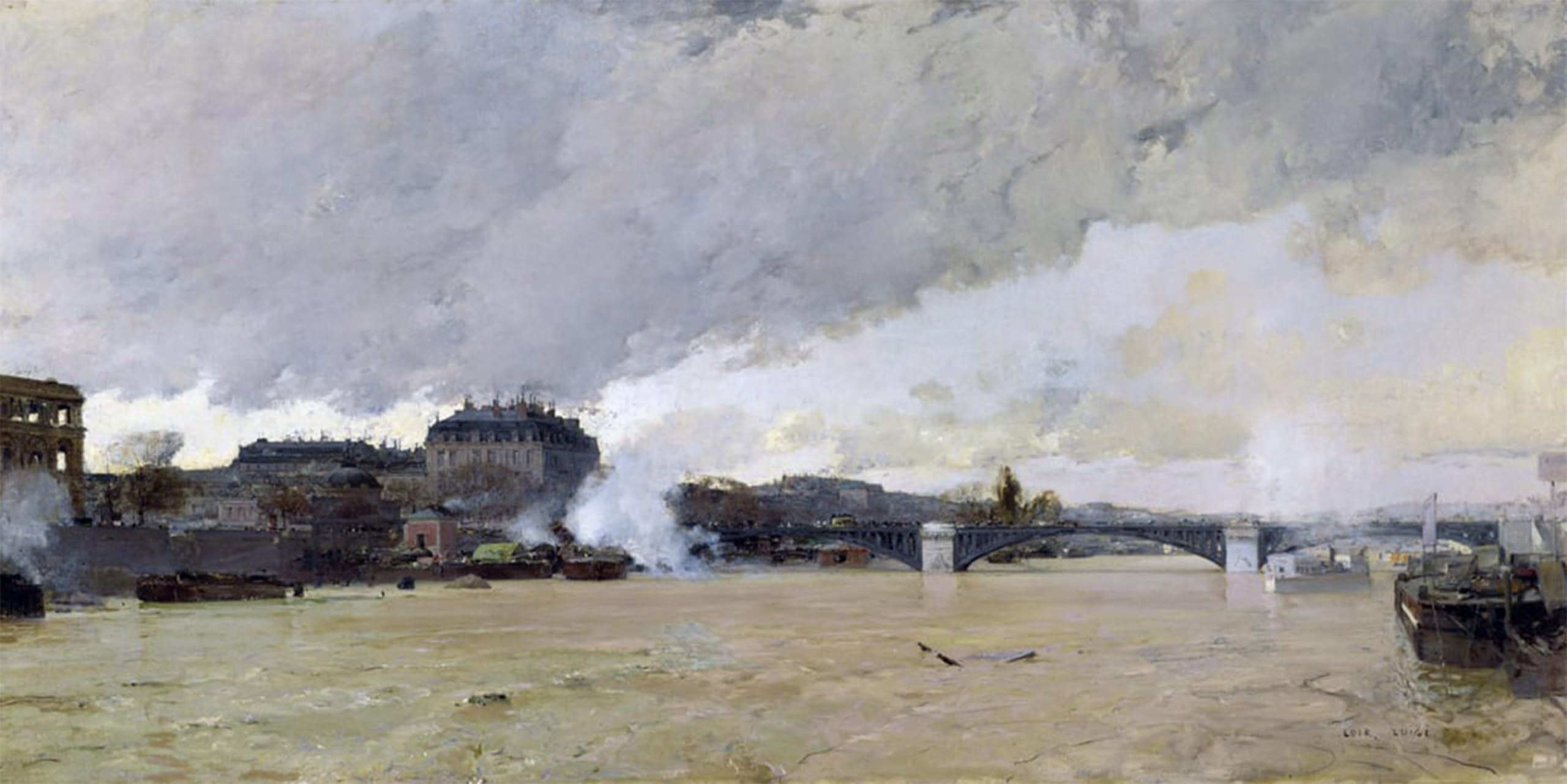ARTXLXXBN Famous Painting Canvas Artwork Graffiti Print the Flooding of the Seine by Famous Artist Portrait Canvas Image for Home Decor 60x90cm