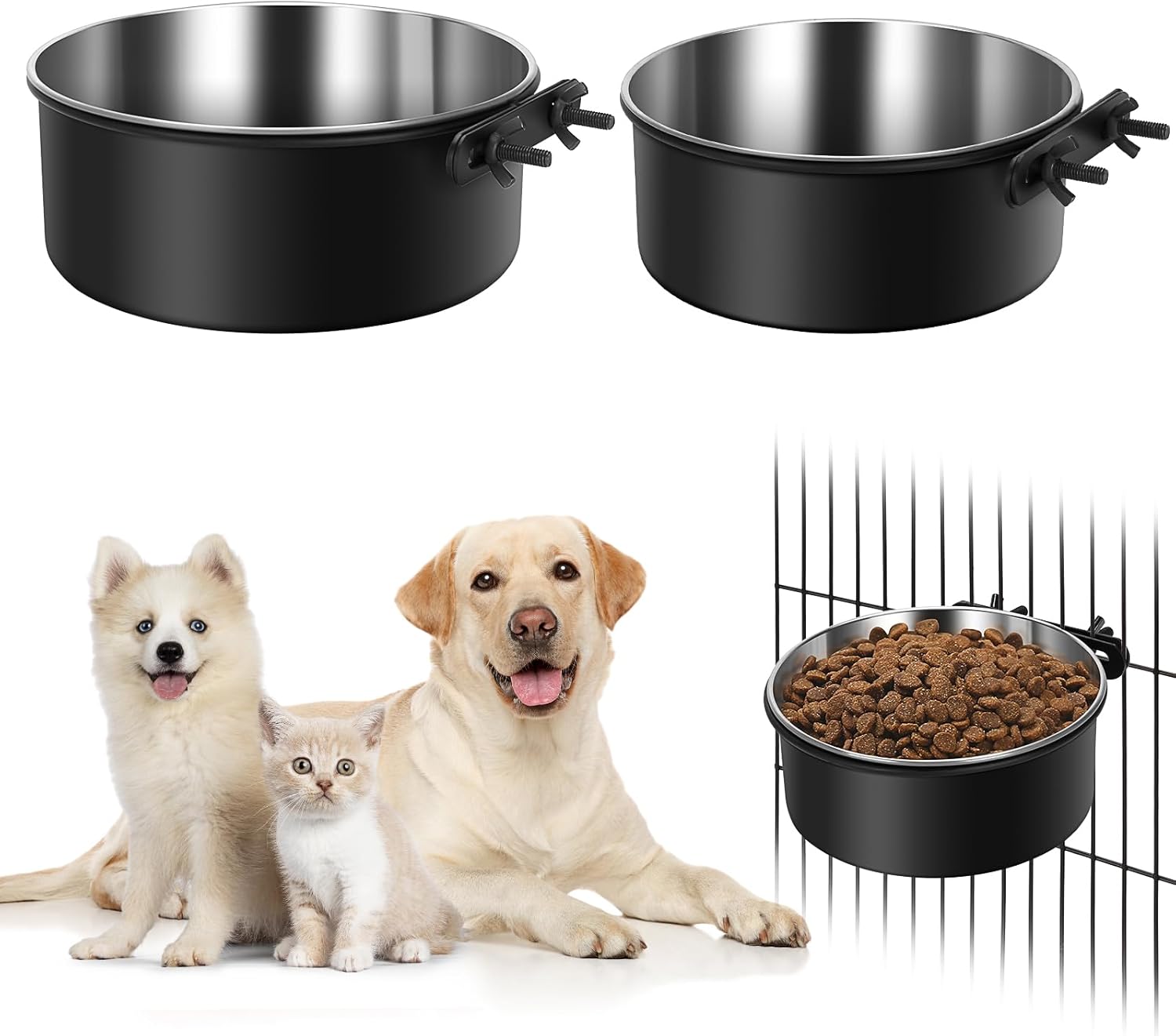 Pet Supplies Dog Food and Water Bowl 2 Pack, Kennel Water Bowl