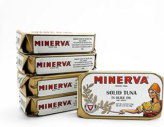 Minerva Hand Cut Portuguese Tuna Fillets in Olive Oil | Premium Solid Tuna | Kosher, Halal, Dolphin-Safe | Sustainably Sourced, MSC Certified 4.25 oz Each/Pack of 5