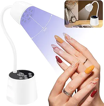 UV LED Nail Lamp - Gooseneck UV Light for Gel Nails Cordless USB 27W Nail Dryer 2 in 1 Gel Lamp and Desk Lamp with 4 Times & Auto Sensor Professional Fast Flash Curing Polish Nail Art(White)