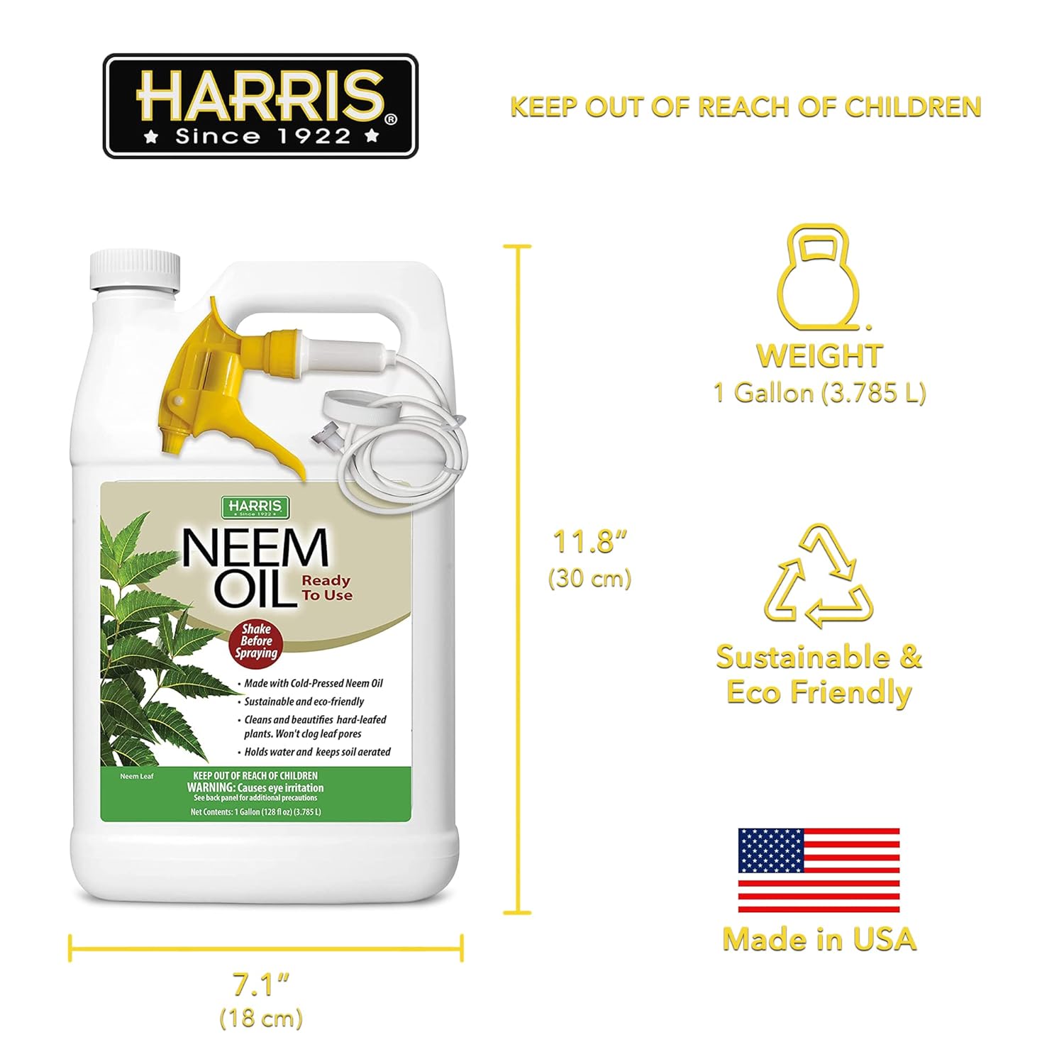 HARRIS Neem Oil Spray for Plants, Cold Pressed Ready to Use, 128oz - Image 7