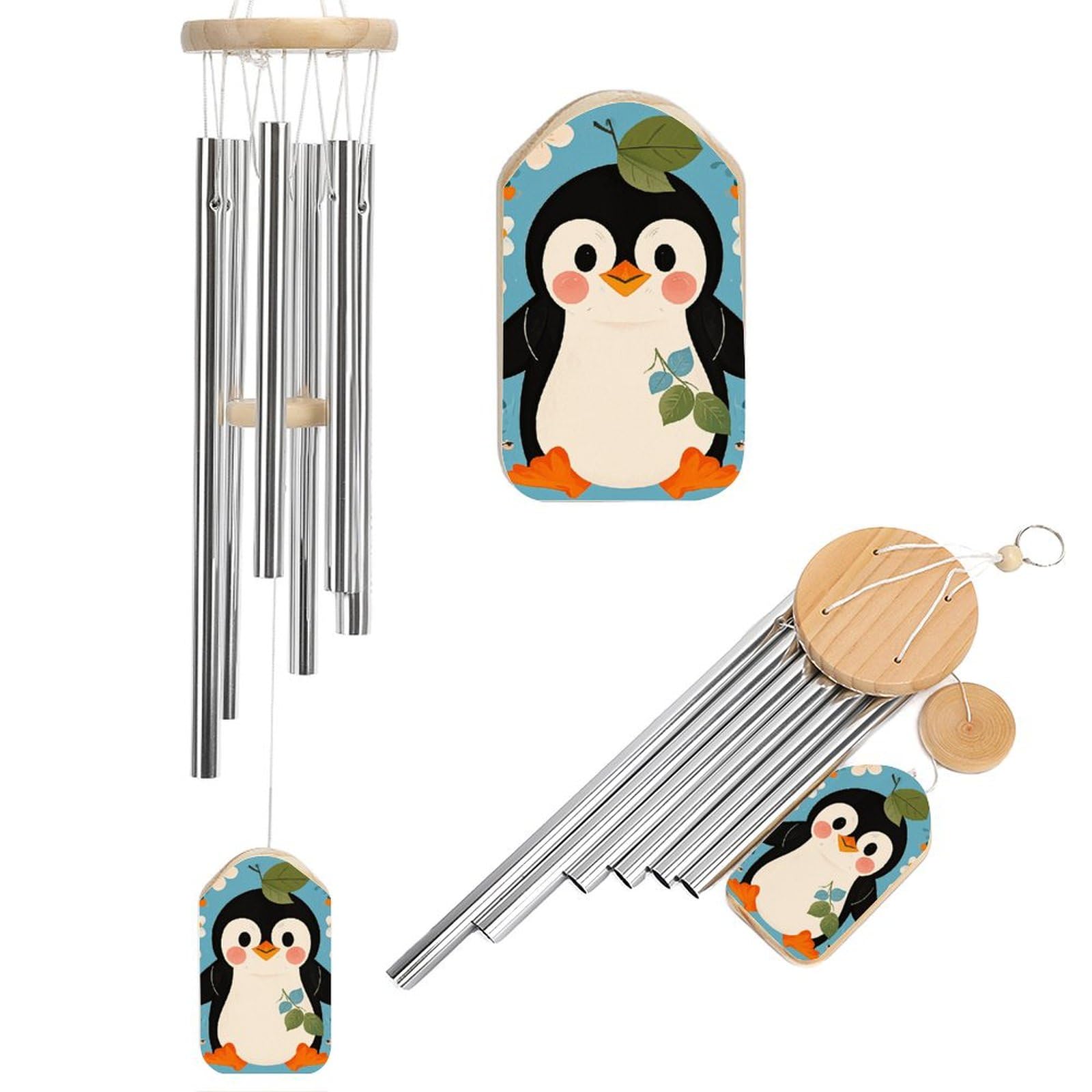 Carillon éolien cadeau déco extérieur jardin motif pingouin