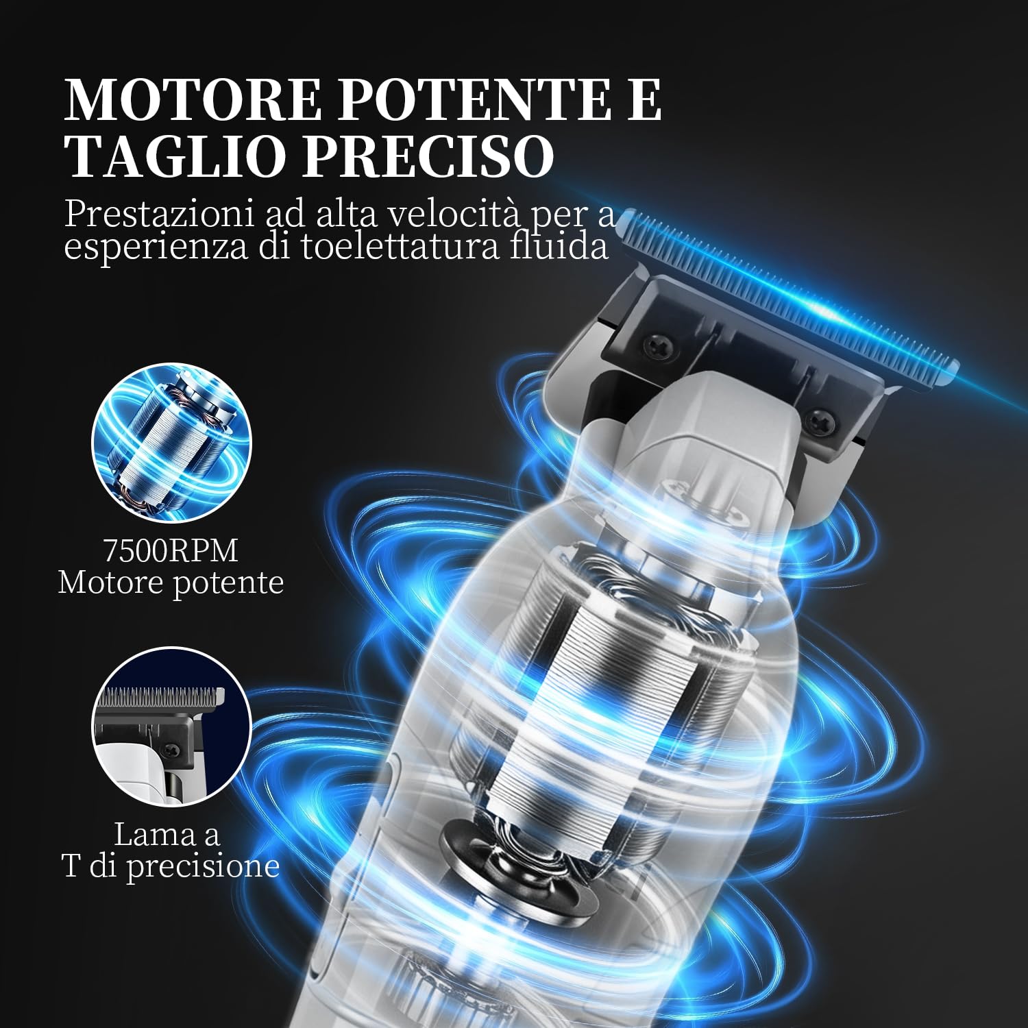 KEMEI 2299 Tagliacapelli professionale per uomo Tagliacapelli senza fili, Zero Gap T Blade Barba Trimmers, Tagliacapelli Barbiere Ricaricabile, Trimmer Grigio