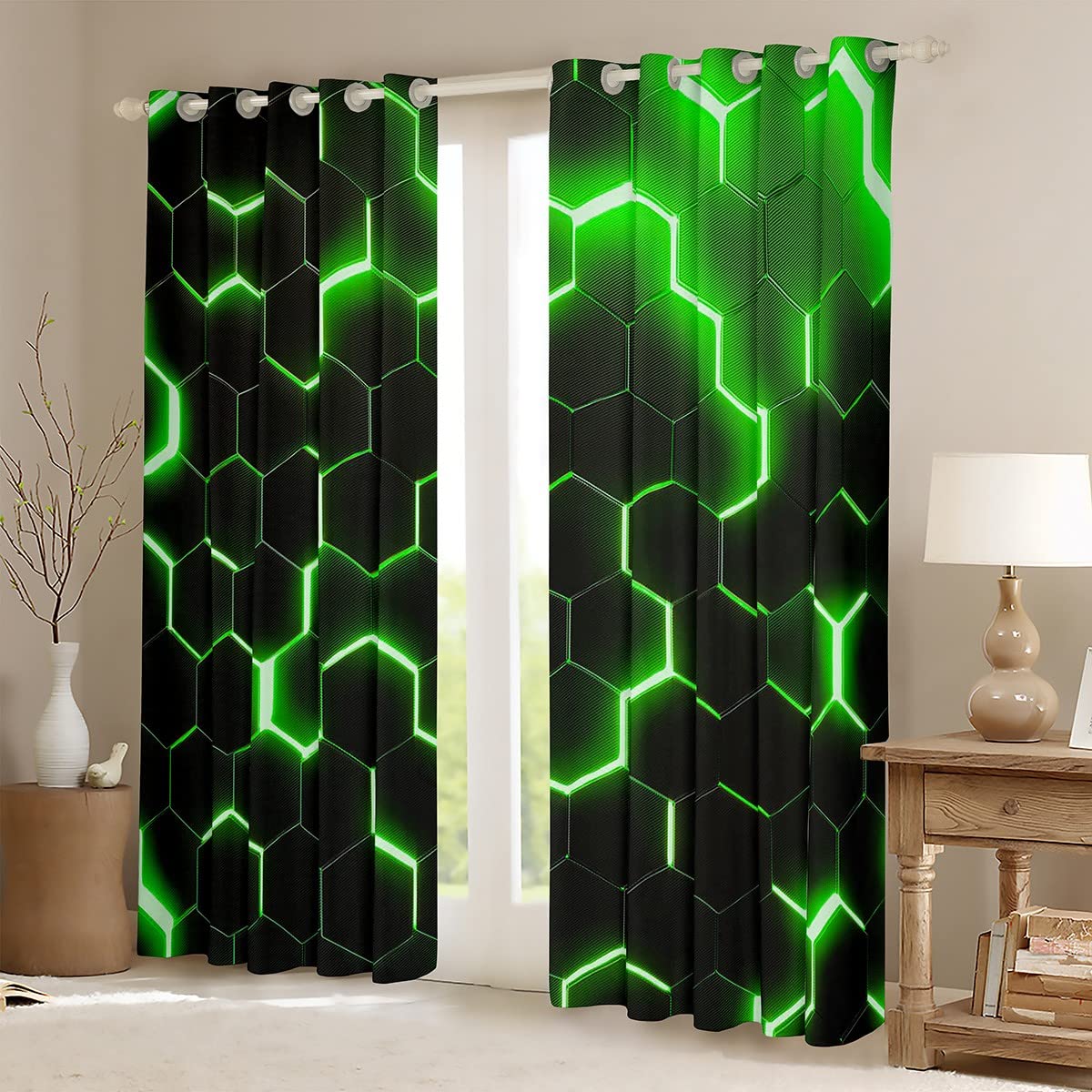Homewish Geometric Kids 30%-50% Blackout Curtains 46" Wx72 L 2 Panels Set - Image 3