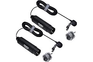 MOVO omnidirectional and Cardioid XLR Lavalier Microphones (2-Pack) with Foam Windscreen Muff...