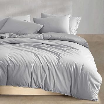 Calvin Klein - Queen Duvet Cover Set, Modern Cotton Washed Percale Bedding with Matching Shams, Cozy Home Decor, Oeko-Tex Certified (Washed Percale Steel Blue, Queen)