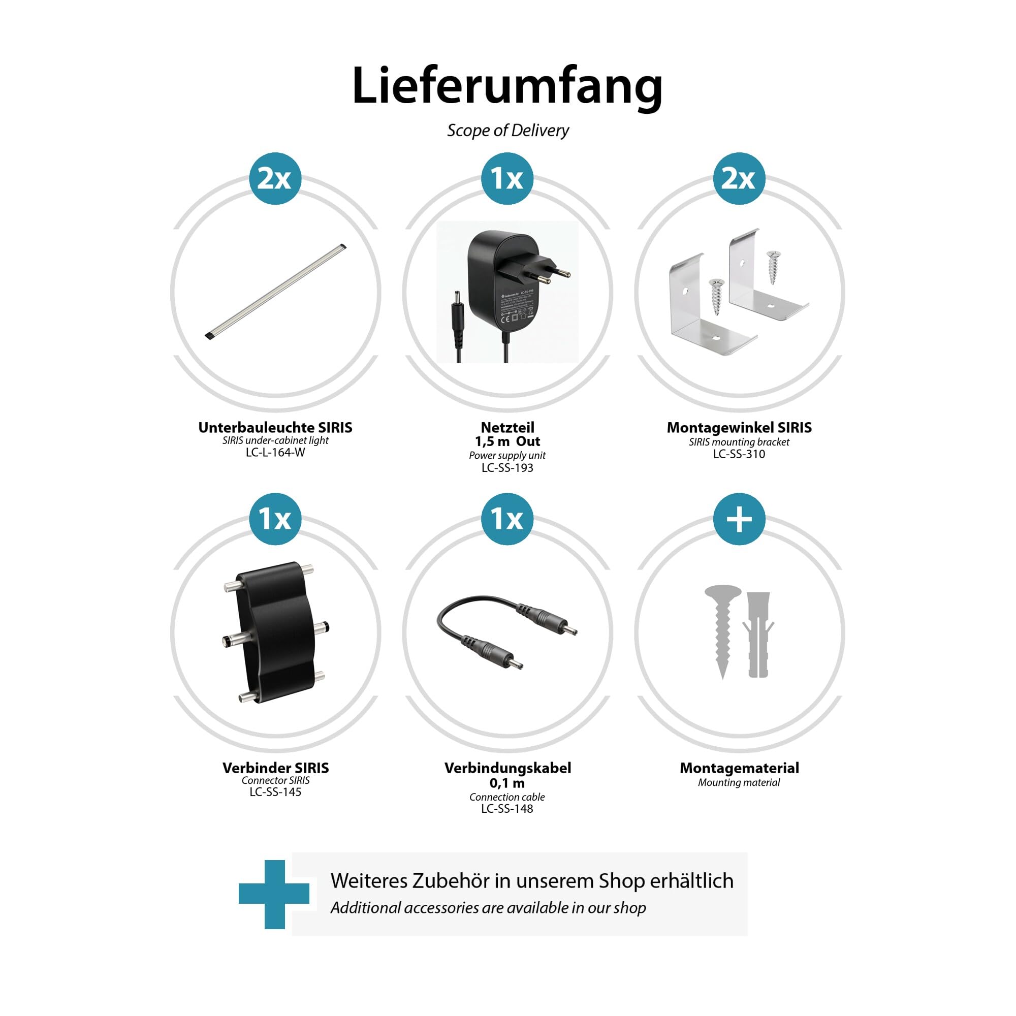 parlat LED Unterbau-Leuchte SIRIS, Eckmontage, flach, je 90cm, je 1044lm, weiß 2er Set