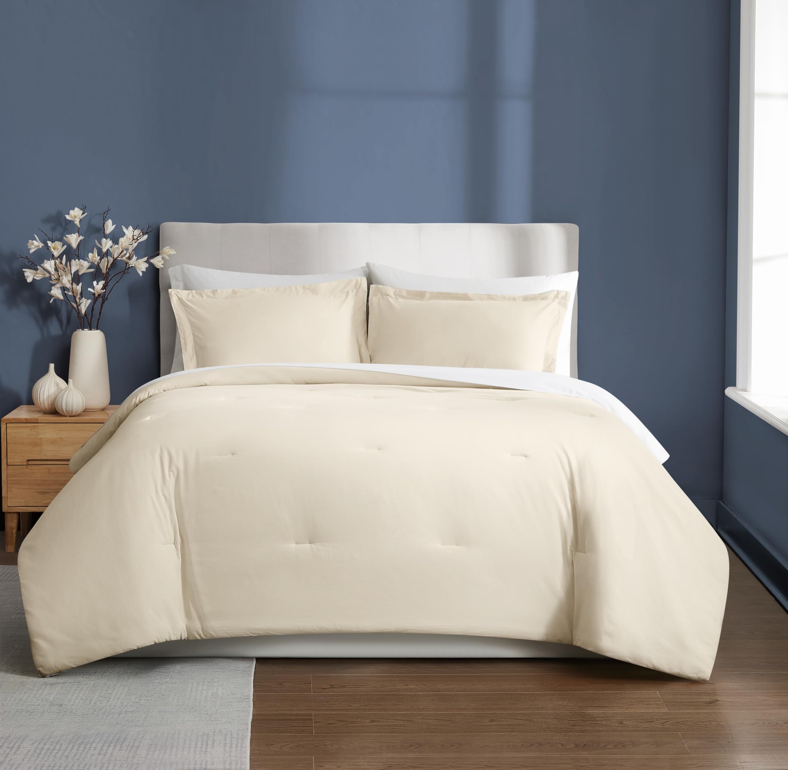 Brooklyn Loom Essential Cotton Natural Full/Queen 3 Piece Comforter Set