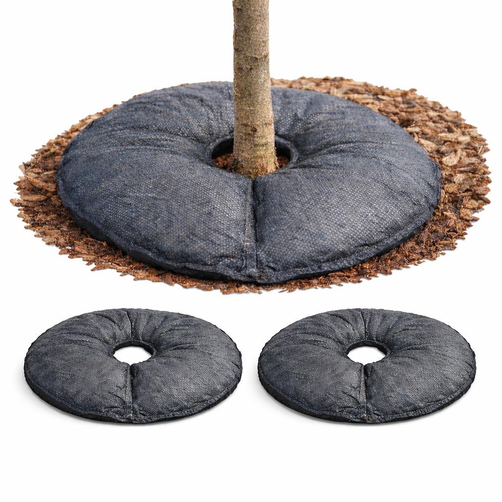 SteadySpring® 24" Smart 30+Day Tree Watering Mat - AUTO Refills with RAIN and Slow Releases As Plant Needs - for Root Balls 11" - 15" Dia Slow Release Technology Prevents Over and Under Watering (2)