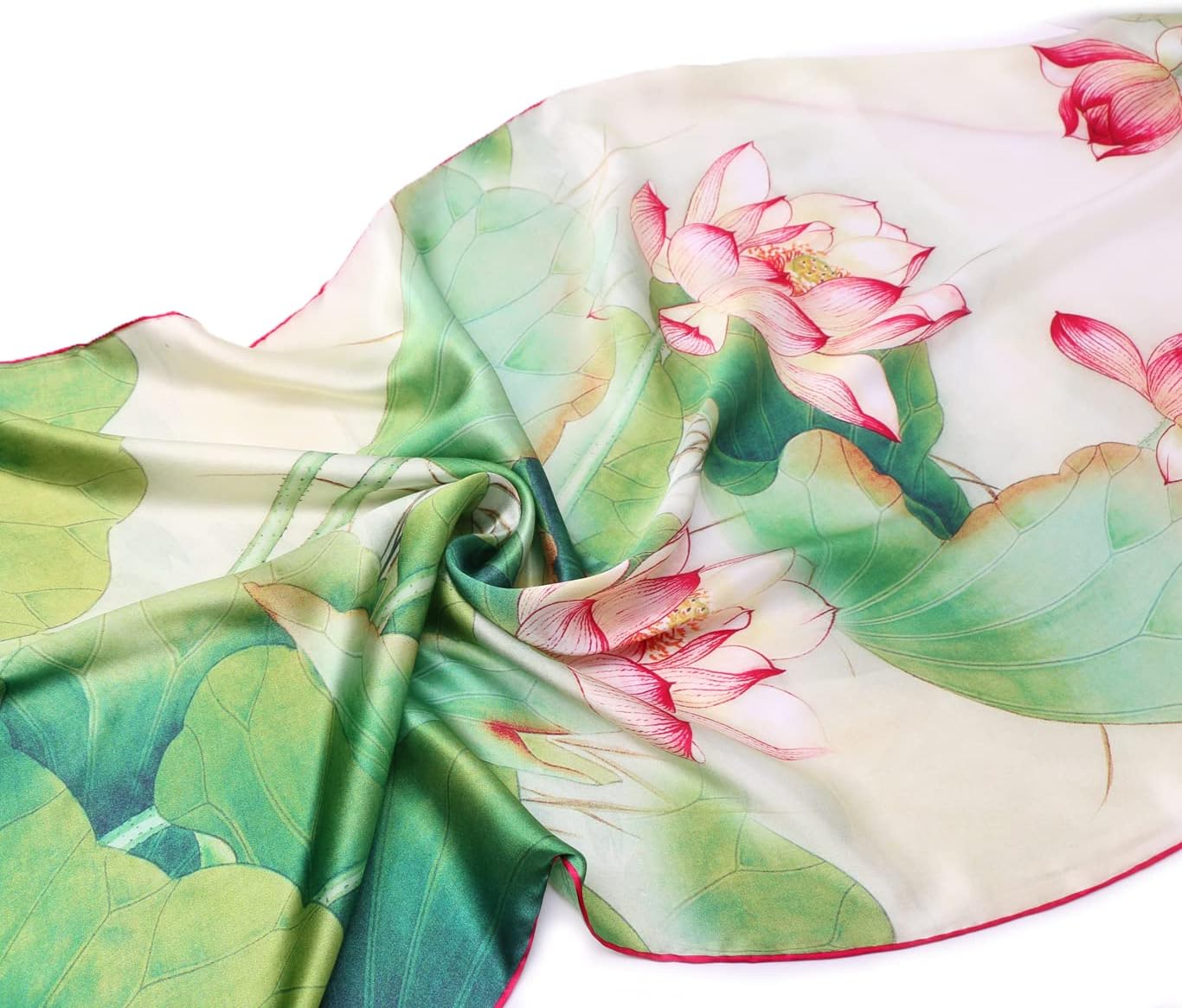 100% Mulberry Silk Scarfs for Women Floral Print Satin Long Scarf for Headscarf Hair Wraps Shawl with Gift Packed - Image 4