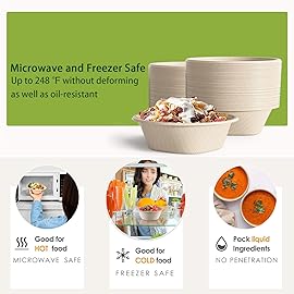 24 Oz Disposable Bowls, [100 Pack] Paper Bowls Disposable - Heavy Duty and Eco-friendly Sugarcane and Bamboo Bagasse Biodegradable Bowls for Cereal, Rice, French Fries - Convenient and Compostable