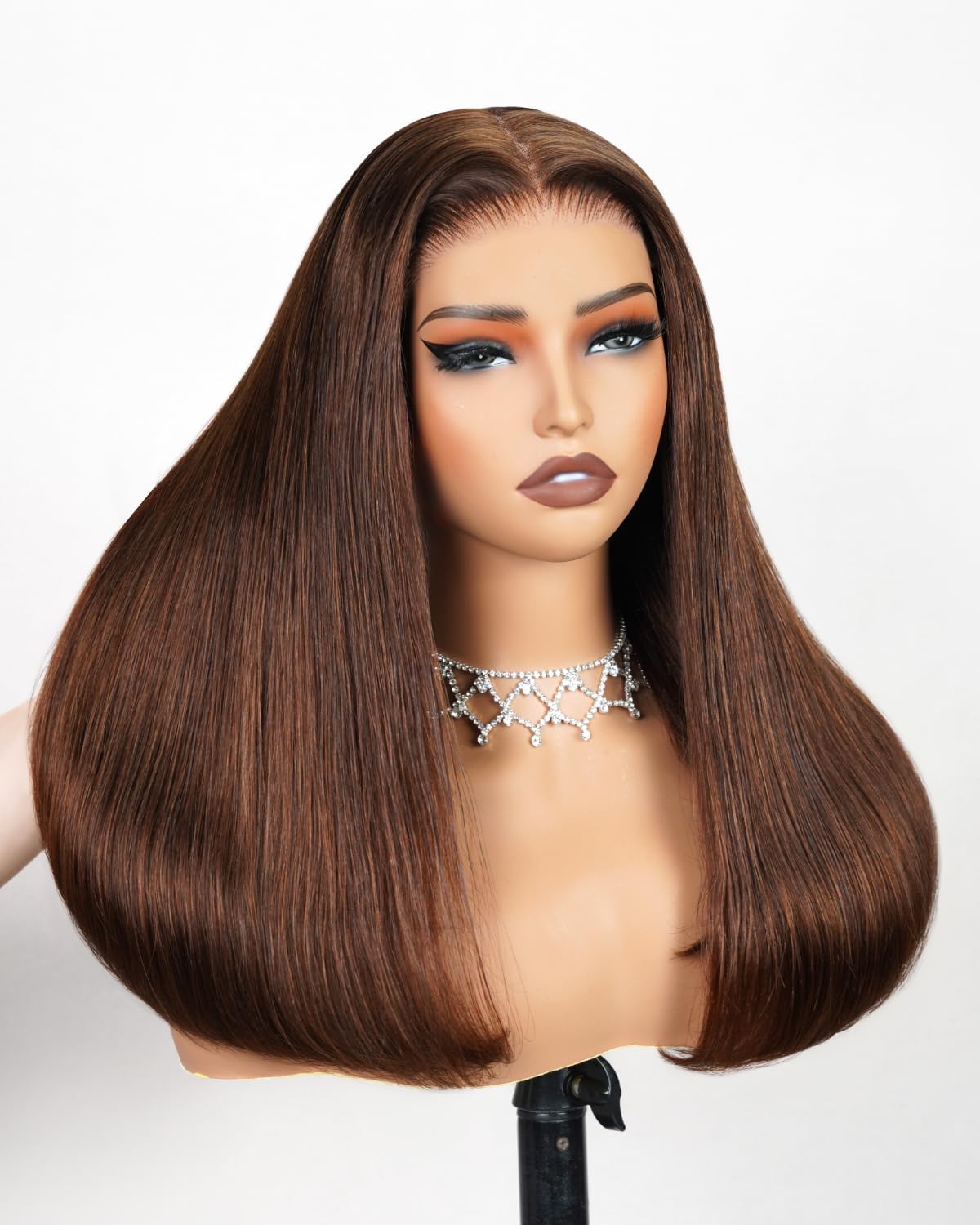Arabella 5x6 Ready to Go Glueless Wigs Human Hair 230% Density Lace Front Wigs 100% Human Hair 12A Pre Cut Lace Pre Plucked Bleached Knots 4# Brown Straight Wig Human hair (16inch, 5X6 Straight Wig)