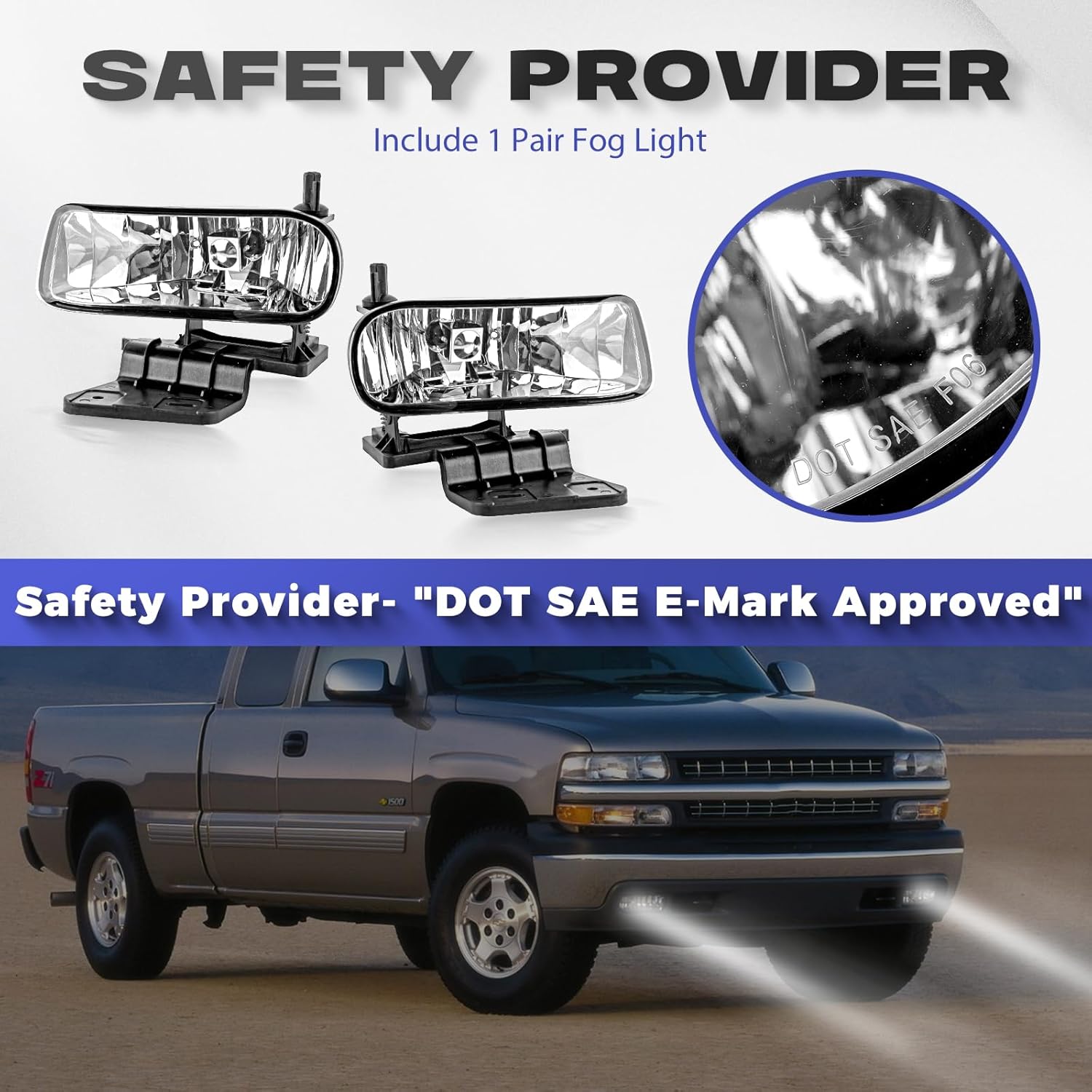 RP Remarkable Power, Fog Lights for 1999 2000 2001 2002 Silverado 1500 2500 3500, 00-2006 Suburban/Tahoe(Not for Z71 package) 12V 24W Clear Lights Pair FL7076