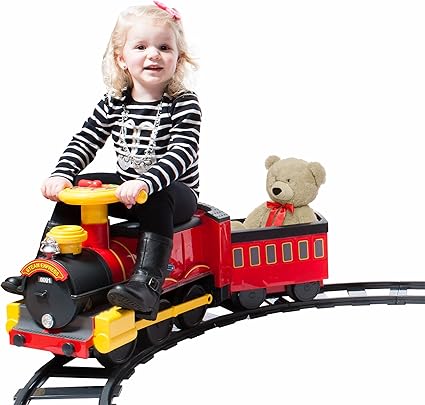 ROLLPLAY Elektro Zug Steam Train mit Anhänger (Kinderfahrzeug zum