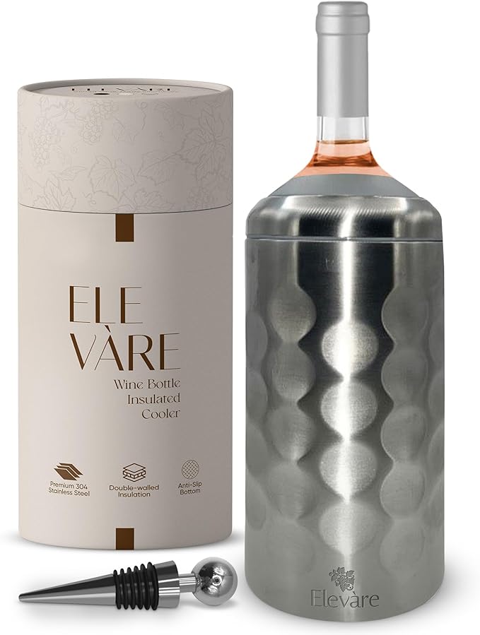 Elevàre Wine Cooler with Stopper Up to 6Hours Chill DoubleWalled
