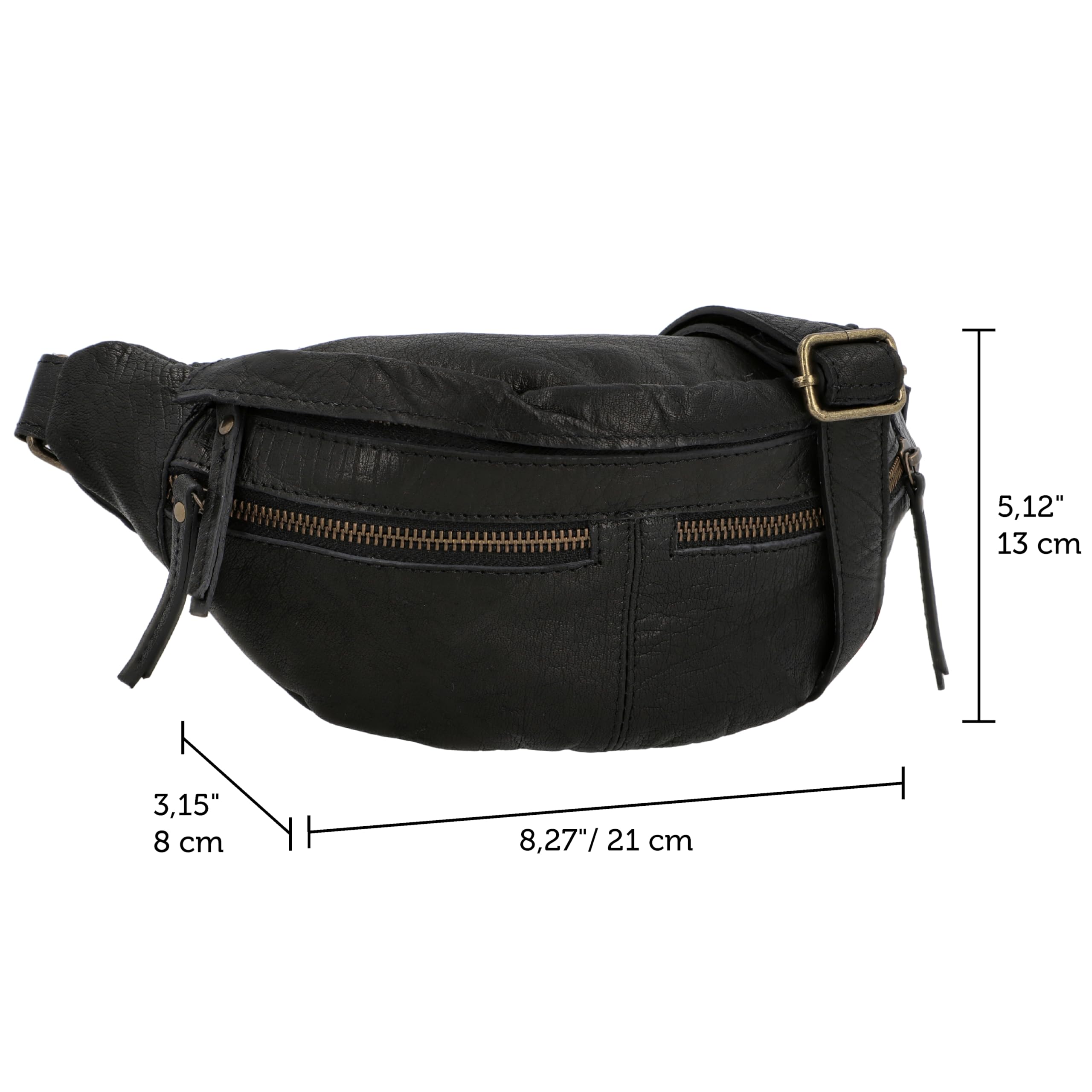 Gusti marsupio in pelle - Acton borsa a tracolla da donna e da uomo per festival borsa da cintura alla moda vintage nero pelle