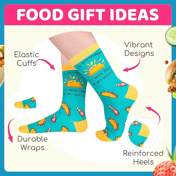 Calcetines Divertidos de Comida para Mujer - Taco, Aguacate, Pepinillos, Piña miniatura 4