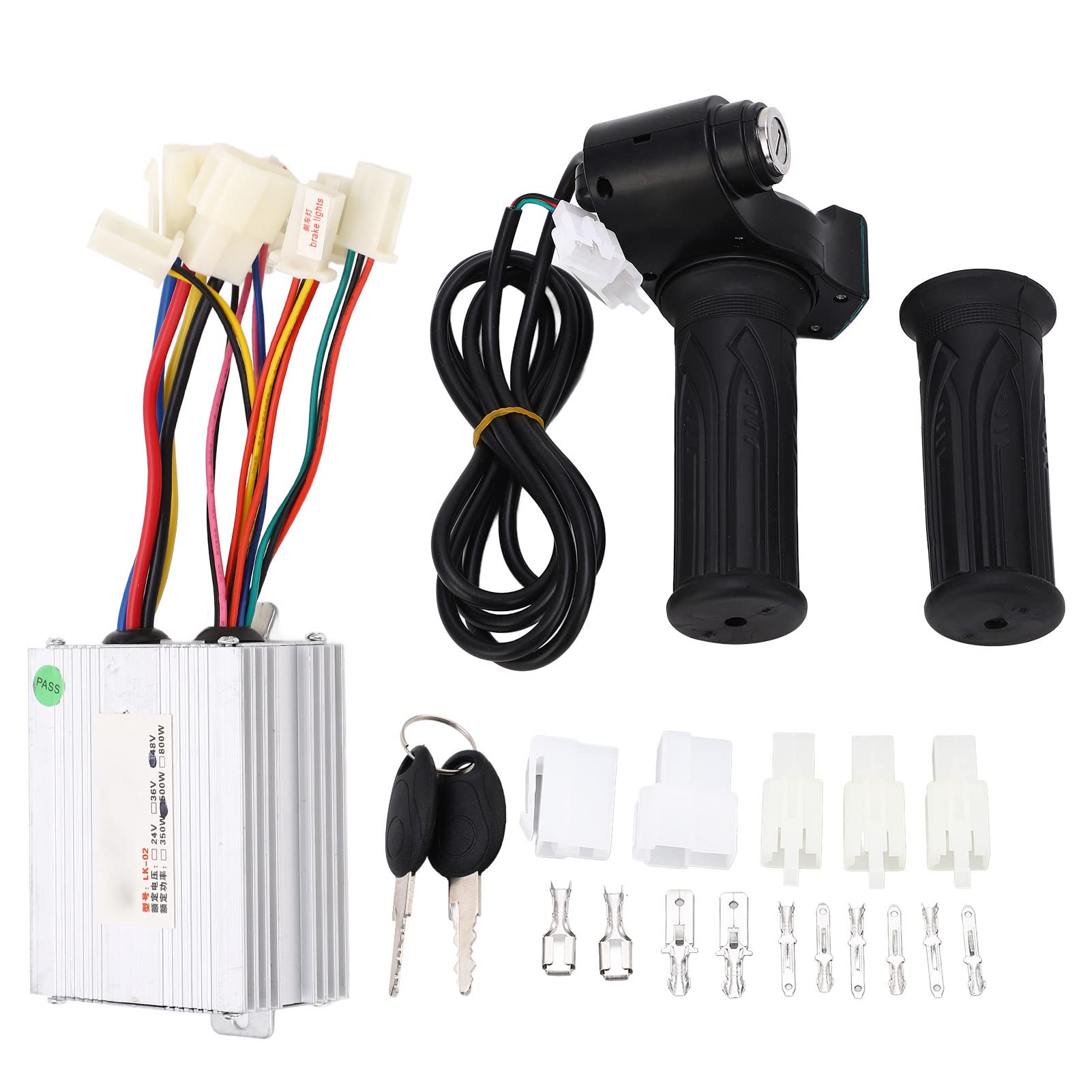 Fast Heat Dissipation Controller, Digital Display Throttle Grip Electric Bike Kit with Multiple Protection for Lithium Battery