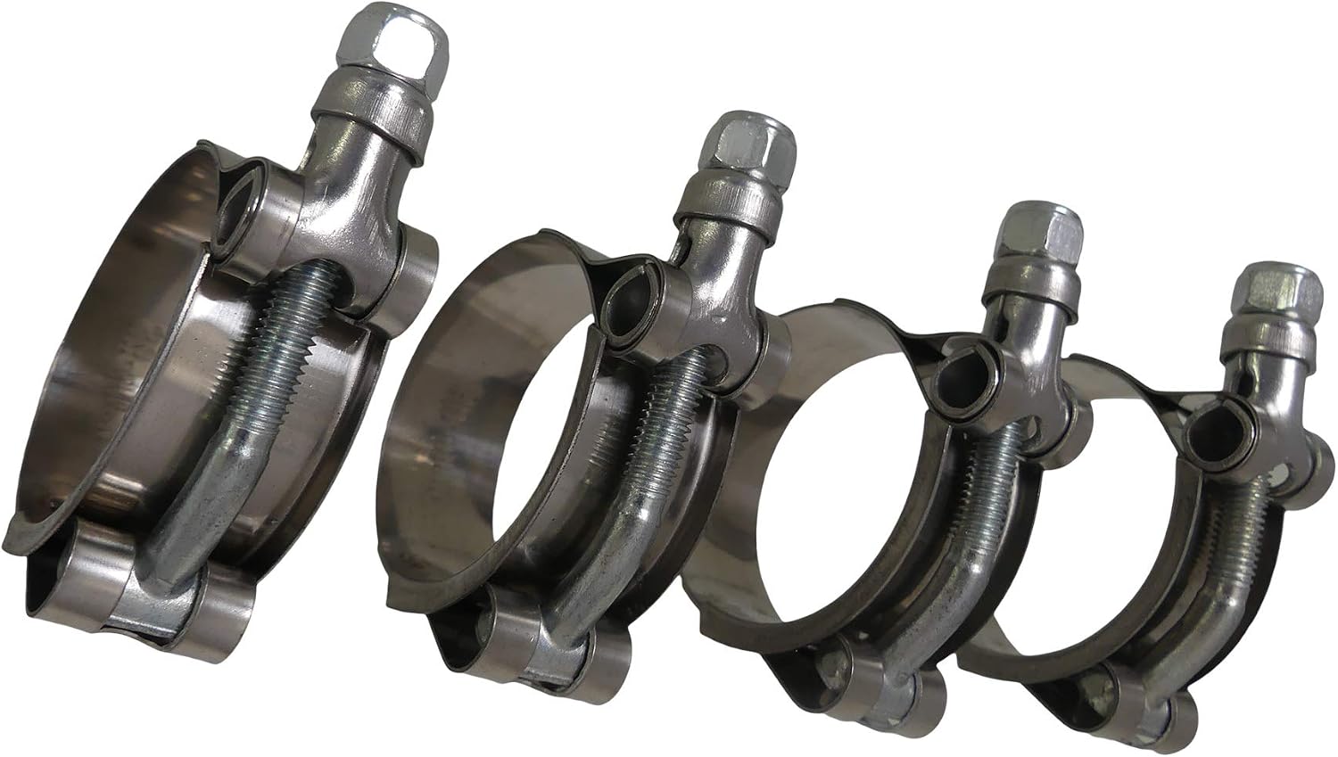 HOSE CLAMP T-BOLT 0.75” (19 mm) Wide, 1.4” (36 mm) – 1.6” (41 mm) DIA. HIGH PRESSURE TURBO #304 SS 4 CLAMPS TECH TEAM
