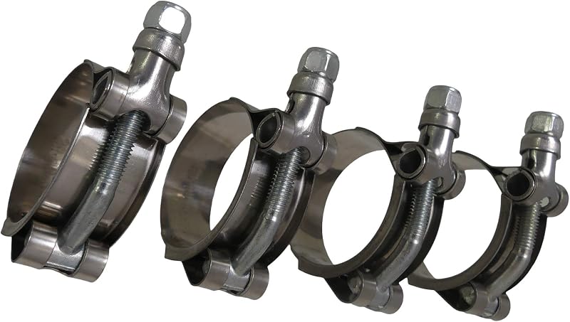 Abraçadeira T-Bolt Tech Team em aço inoxidável #304 para mangueira de alta pressão, 36–41 mm – Kit com 4 unidades
