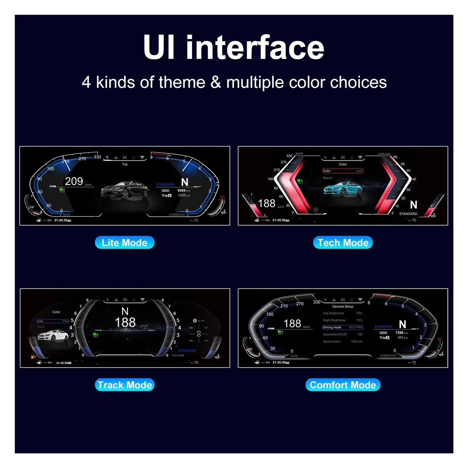 Panel de instrumentos digital compatible con BMW X5 E70 X6 E71 (2006-2013) CIC Velocímetro Pantalla HD de 12,3" 1920 * 720/2S Arranque rápido/Plug&Play