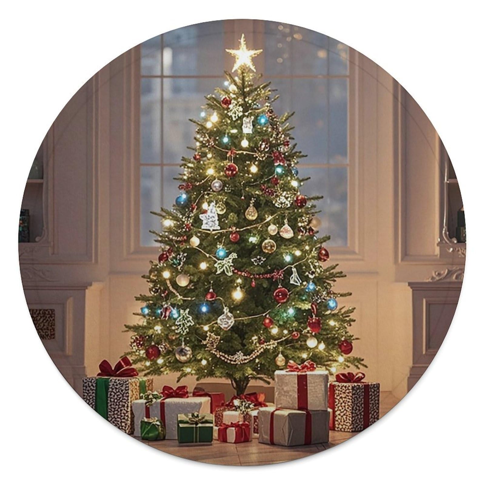Cadeau de Noël couverture ronde douce en peluche chaude pour toute la famille