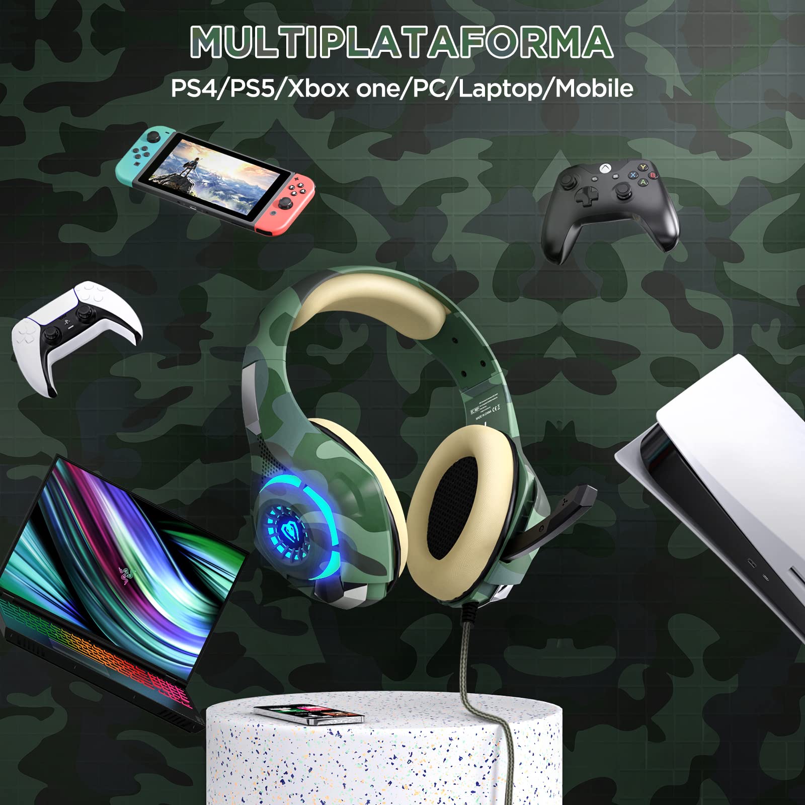 Casque Gaming Tatybo Avec Micro - Son Surround PS4 PS5 PC Xbox Blanc