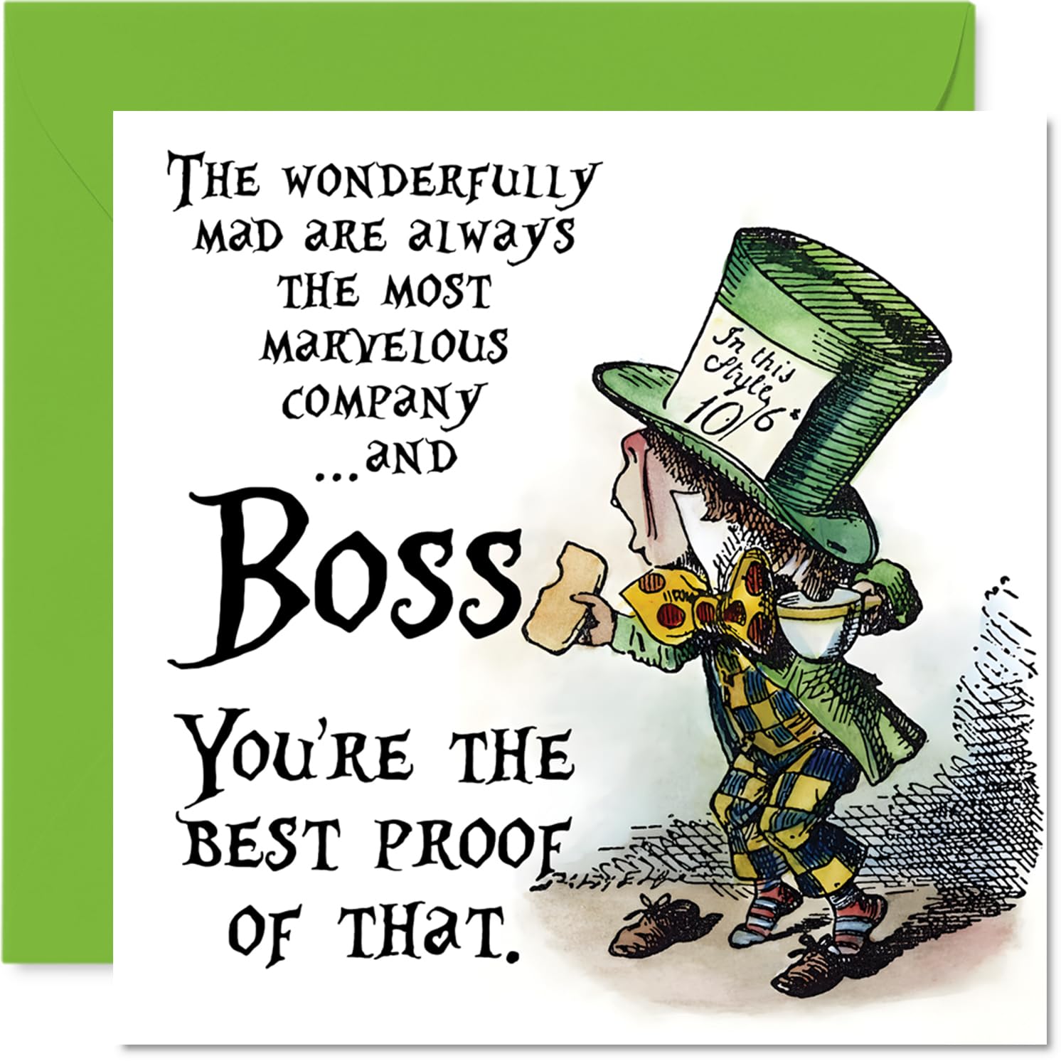 Boss Birthday Card - Mad as a Hatter - Happy Birthday Card for Boss from Employee Colleague, 145mm vintage storybook Bday Greeting Cards