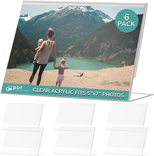 pbf - Soporte de letrero acrílico de 7 x 5 pulgadas, soporte horizontal inclinado de 7 x 5 pulgadas, soportes acrílicos para exhibición, marco de