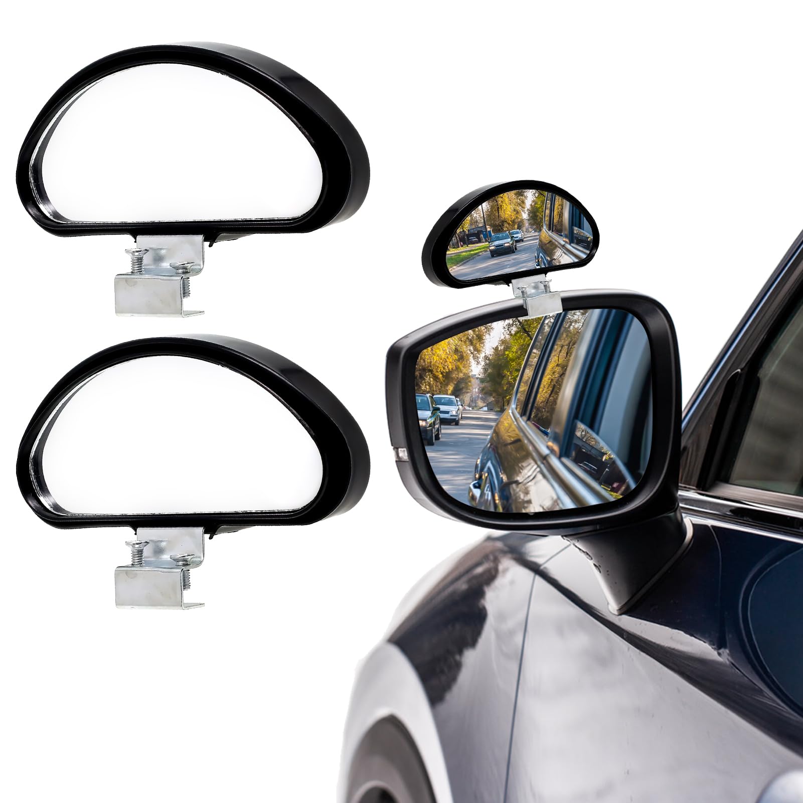 Specchietti Angolo Morto Per Auto - 2 Pezzi In Vetro Convex Regolabili 360° - Foto 3