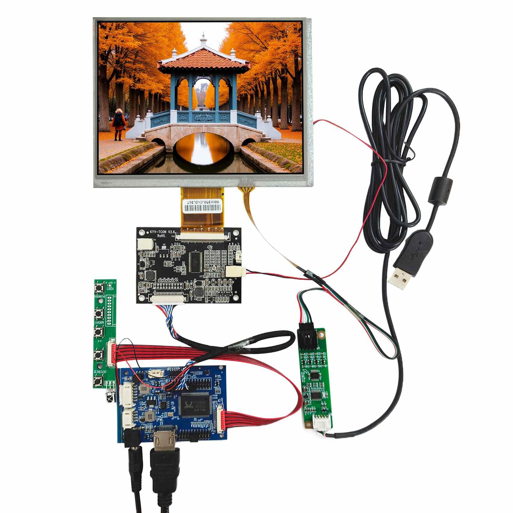 VSDISPLAY Pantalla LCD táctil resistiva de 7" 800x600 con Placa Audio H/D | CLAA070MA0ACW