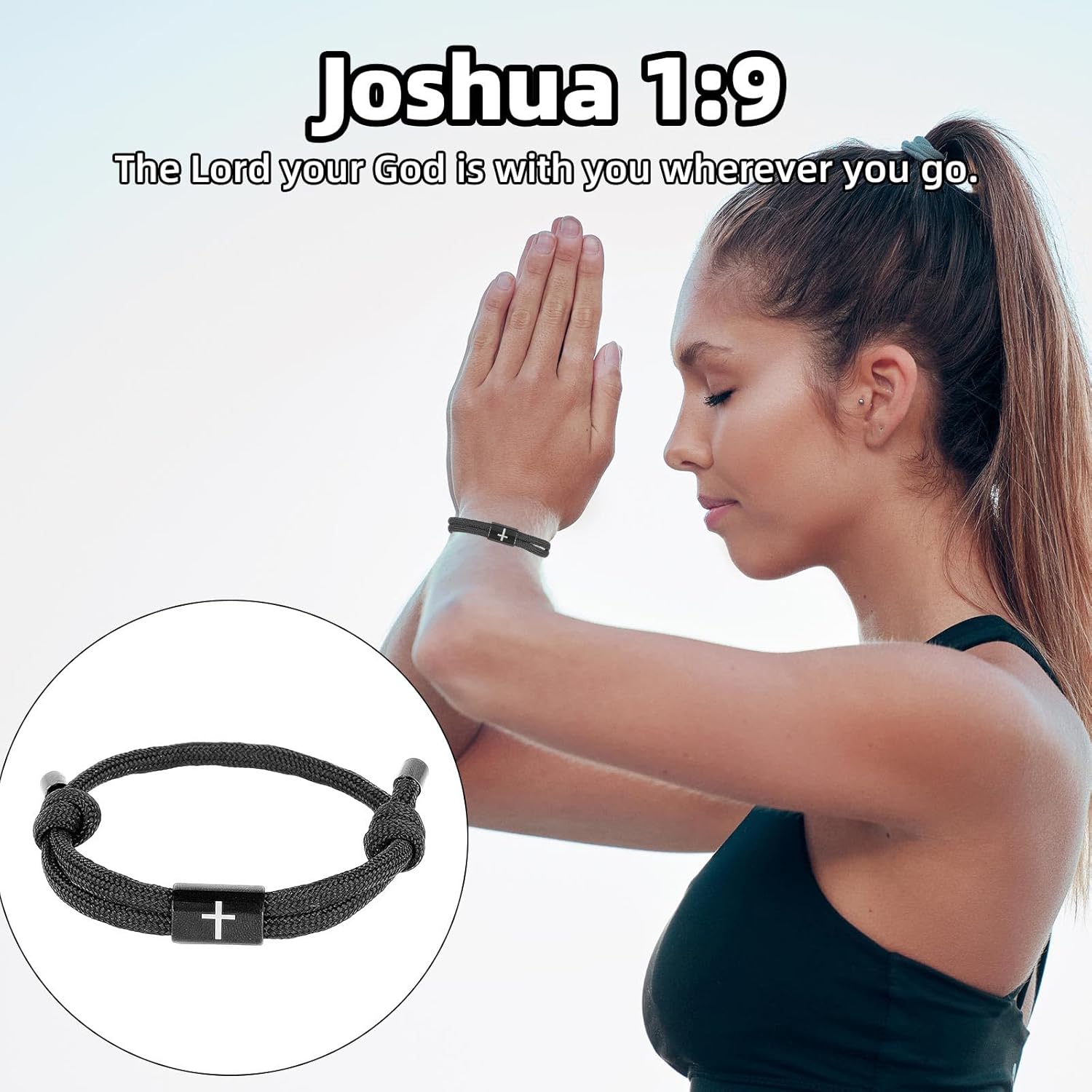 Joshua 1:9 Cross Bracelet for Men, Adjustable Christian Religious Prayer Bracelet with Inspirational Card Faith Jewelry Gift for Catholic Confirmation Baptism First Communion - Image 6
