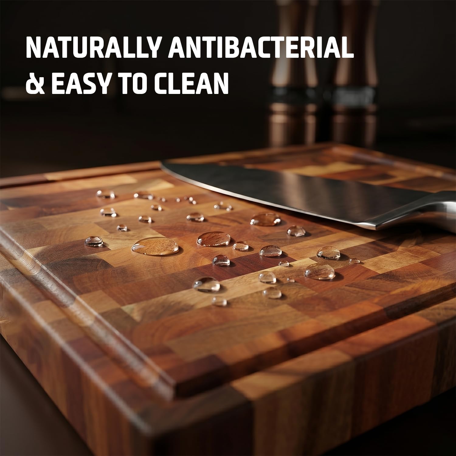Tabla de cortar madera Grain Acacia con ranura de jugo | Bloques de carnicero de madera de acacia de grano grueso grande | Tabla de cortar | Tablero de charcutería | Tabla de queso |