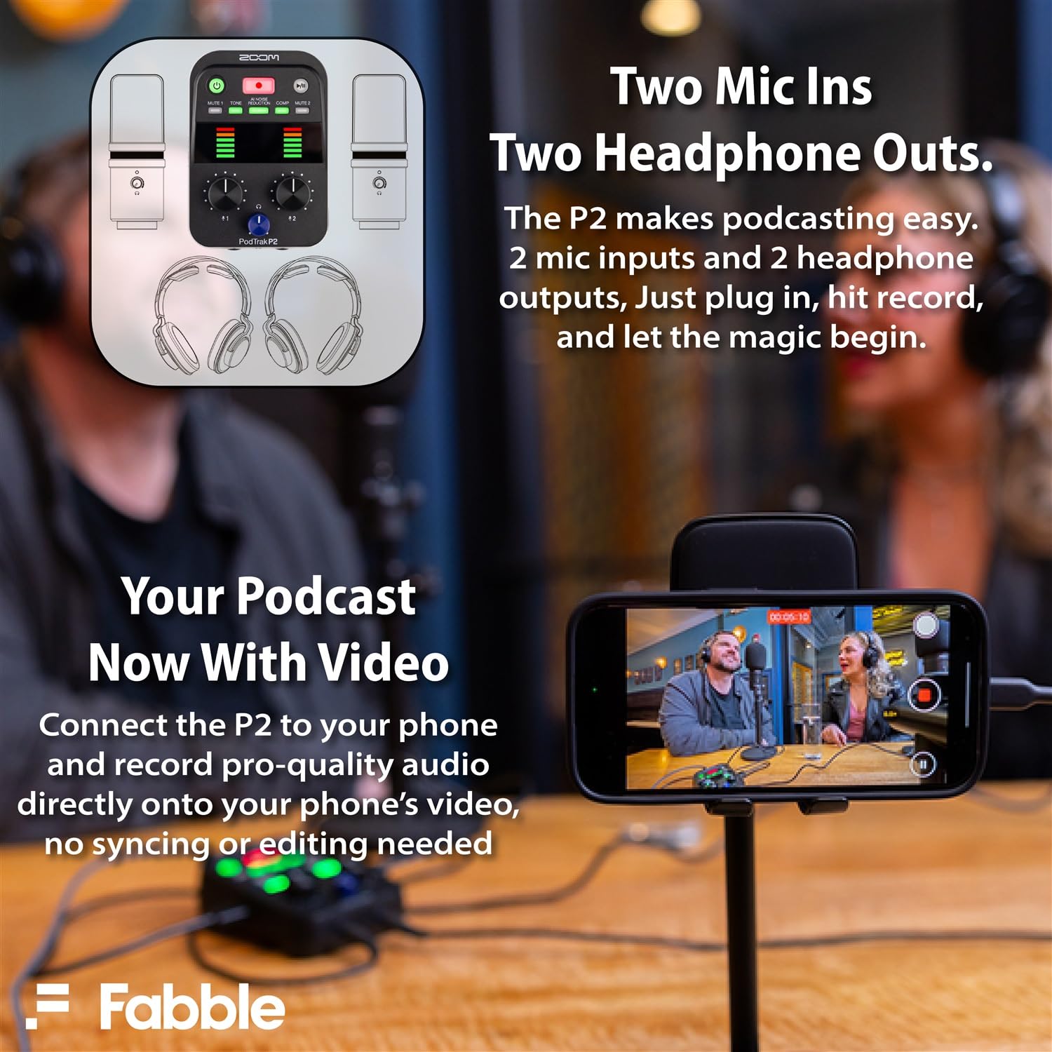 Amazon.com: Zoom PodTrak P2 Bundle with 2 ZUM-2 Mics, 2 ZHP-2