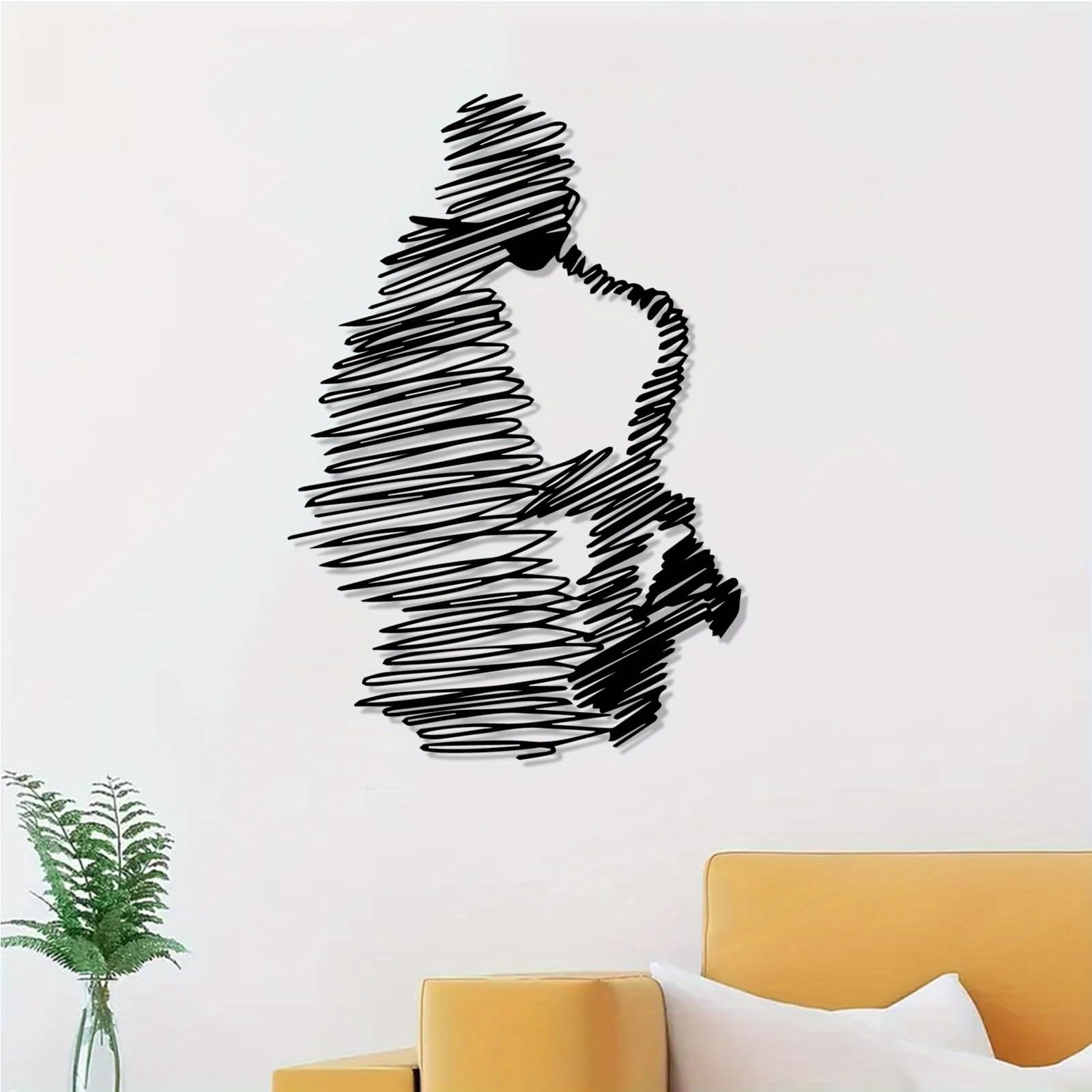 Decorazione murale - Arte Moderna Minimalista in Metallo, Silhouette di Sassofono - Studio di Musica Jazz in Ferro, murale a Tema Jazz in Bianco e Nero, per Amanti della Musica,