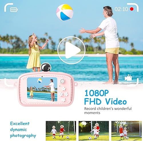 Miniatura 4 de Cámara selfie para niños, regalos de cumpleaños de Navidad para niños de 3 a 9 años, cámaras de video digitales HD para niños pequeños, juguete