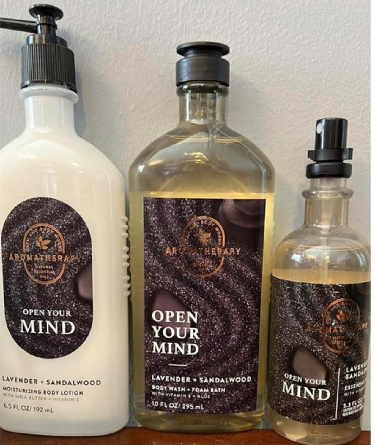 3 OPEN YOUR MIND LAVENDER SANDALWOOD Bath & BODY Lotion Wash Oil MIst