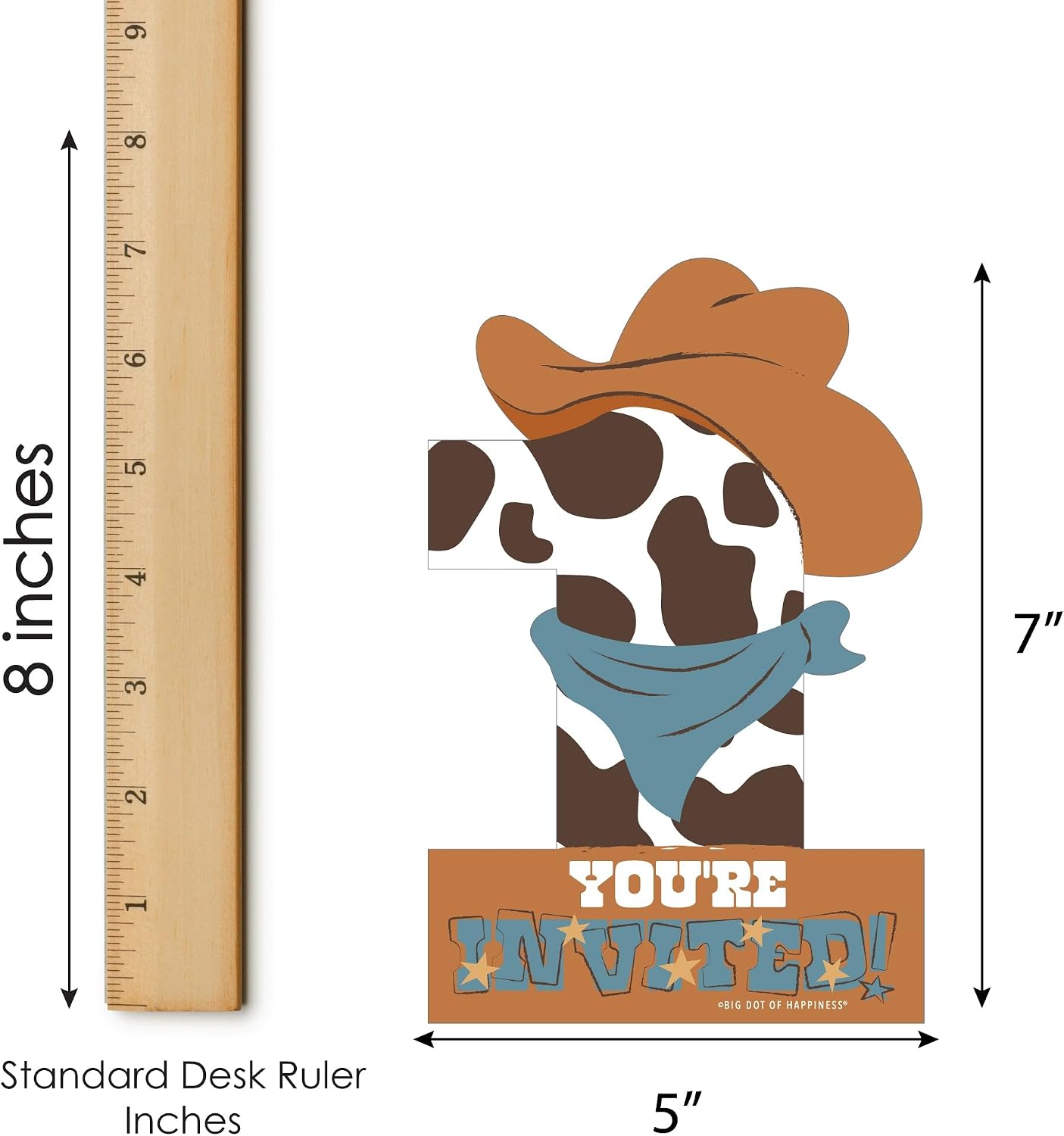 Big Dot of Happiness My First Rodeo - Shaped Fill-In Invitations - Little Cowboy 1st Birthday Party Invitation Cards with Envelopes - Set of 12