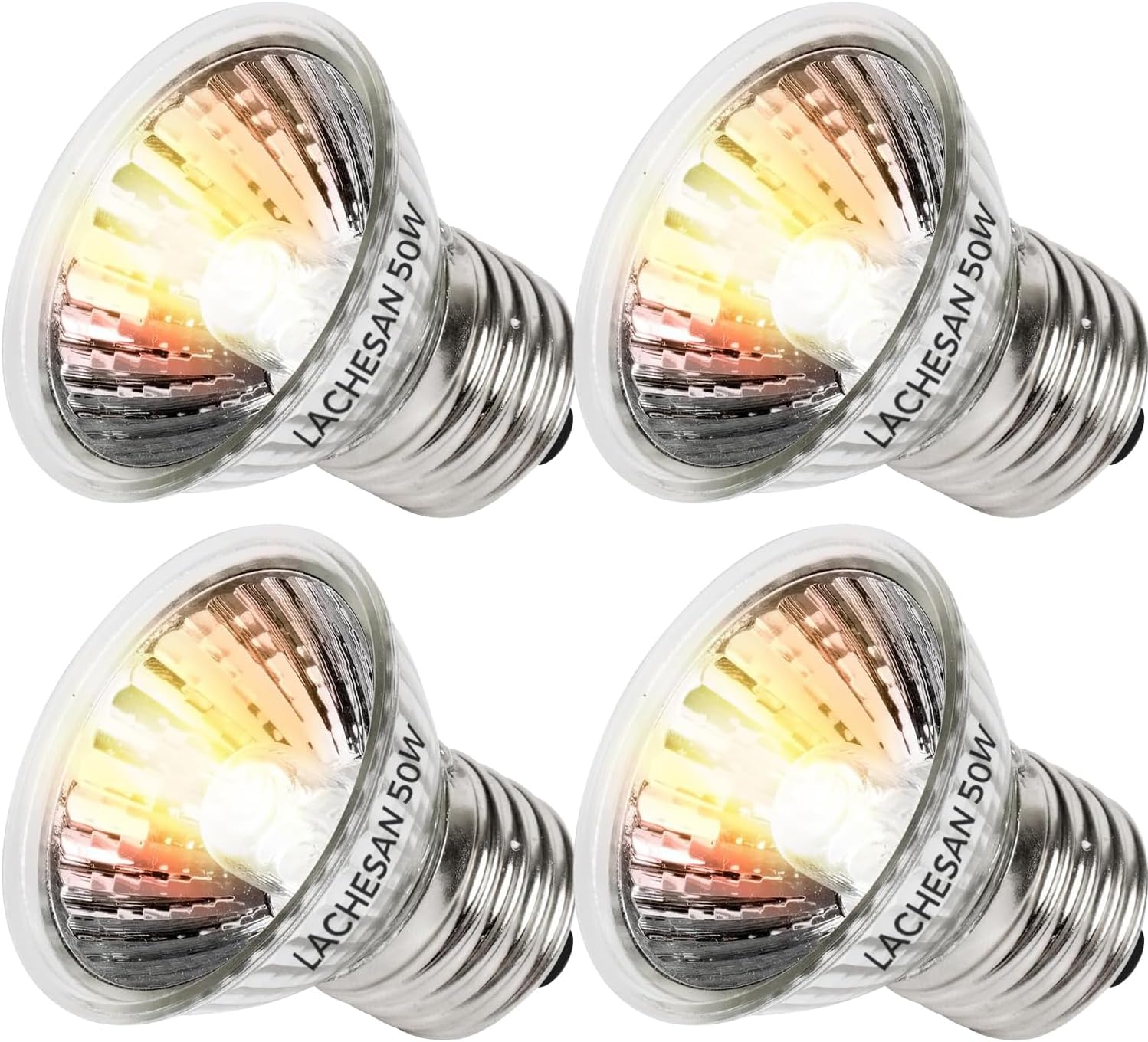 4-Pack 50W UVA Bulbs, Fit E26 Heat Reptile Lamp, Light Turtle Heat Lamp for Reptiles and Amphibian Tanks, Terrariums and Cages, Works with Various Lamp Fixtures