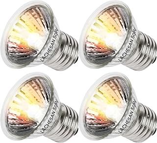 Lachesan 4-Pack 50W UVA Reptile Heat Lamp Bulbs E26 Base - Turtle, Bearded Dragon, Snake Terrarium Lights